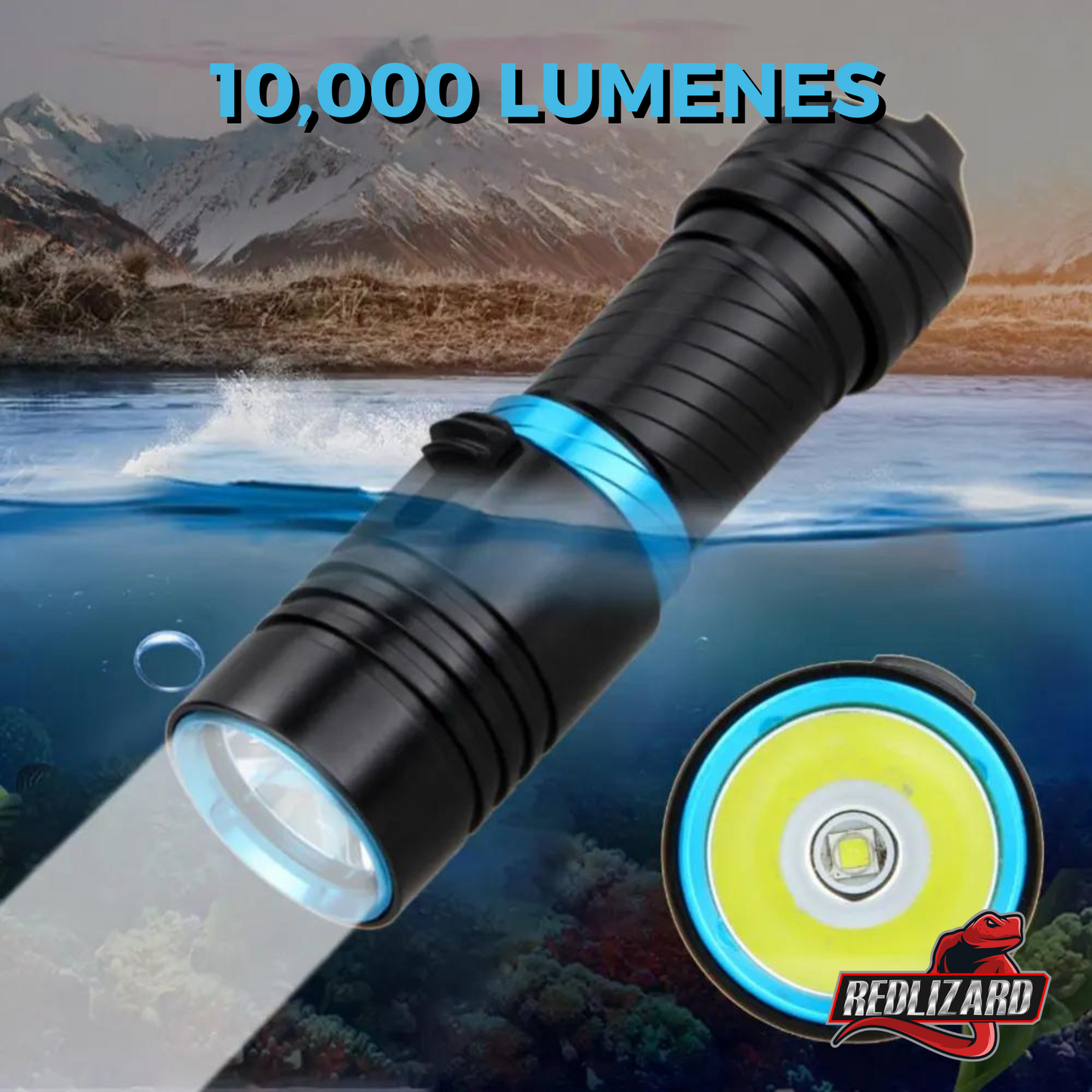 Lampara Buceo Sumergible Recargable Led Potente 3000 Lumenes