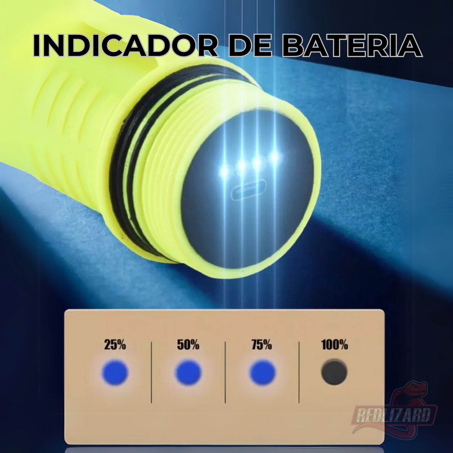 Lampara Buceo Sumergible Recargable Usb C Doble Led