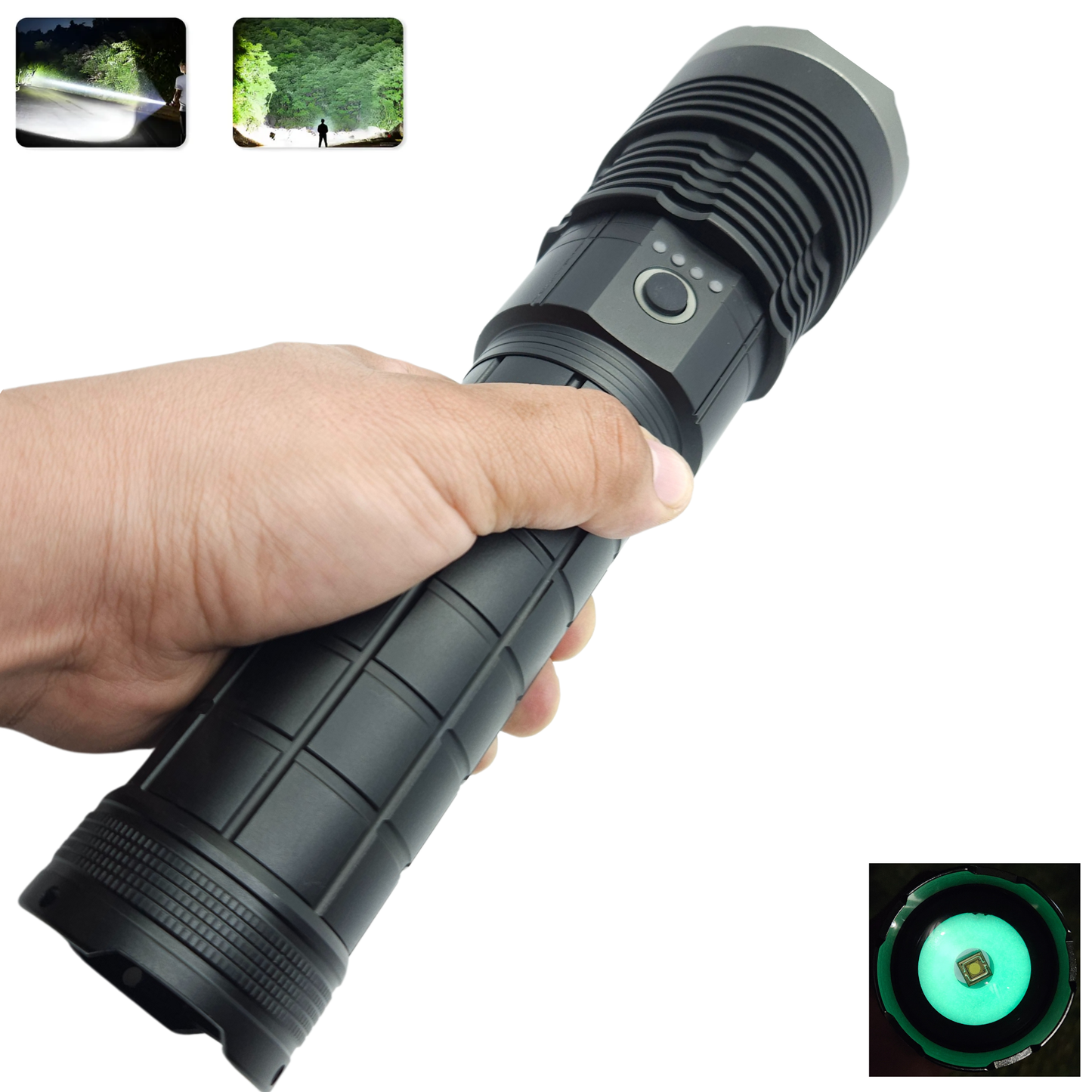 Lampara Tactica Ultra Potente Laser Led Circular 6 pilas 18650 incluidas