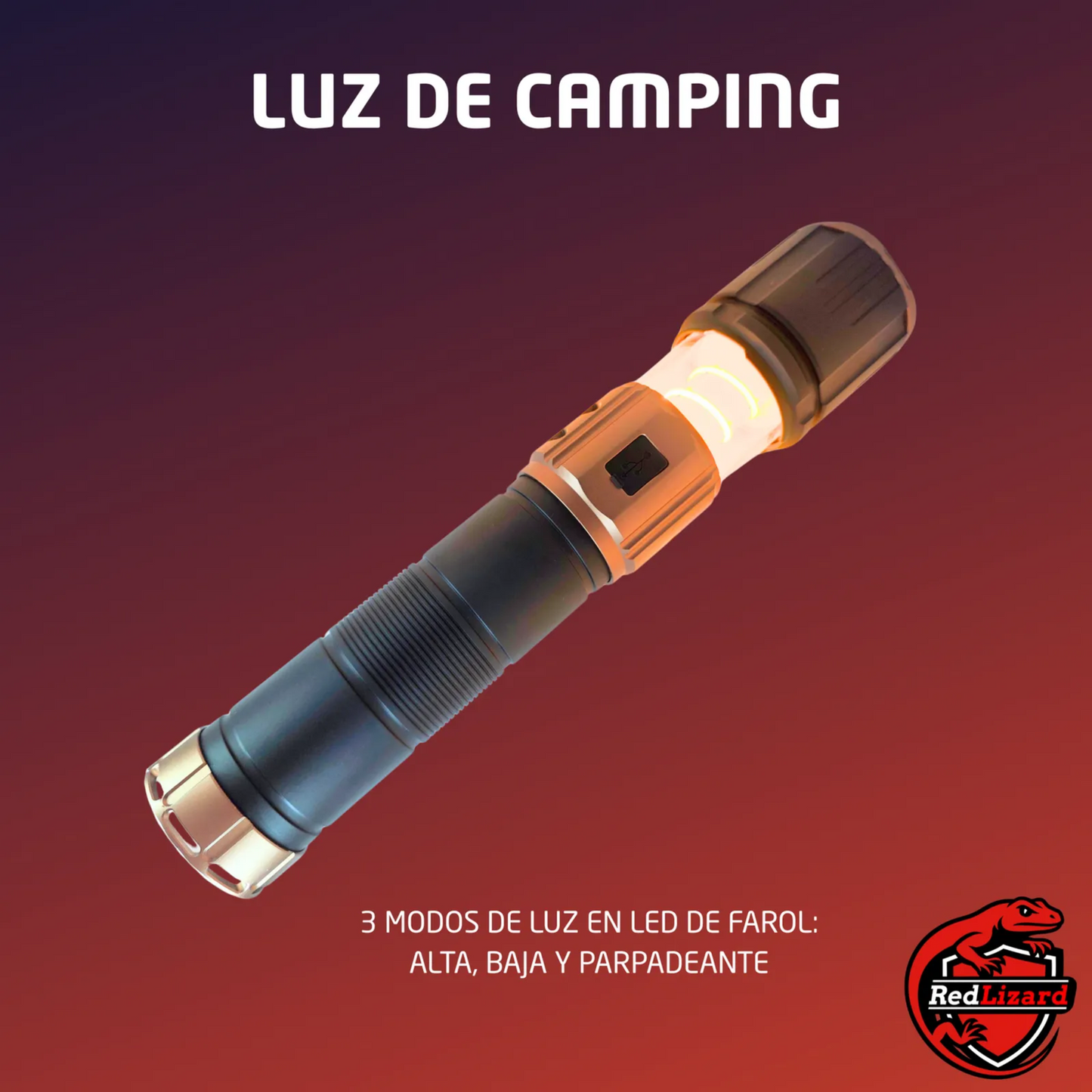 Lampara Mano Potente Recargable Laser Led Camping Senderismo
