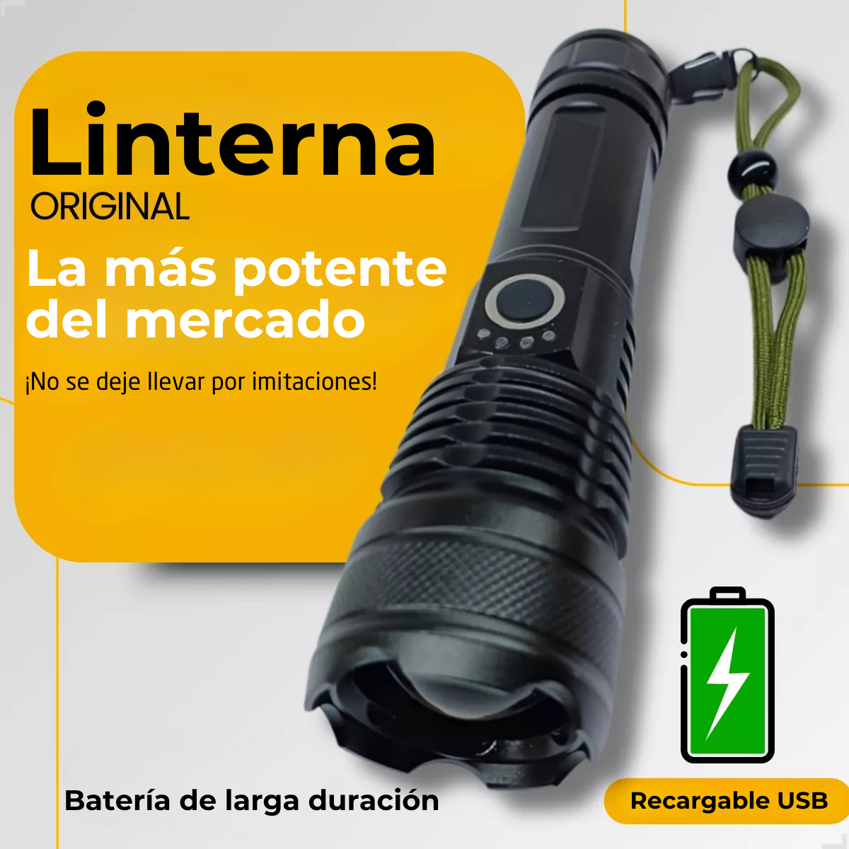 Lampara Tactica Recargable Led Ultra Potente Xhp70 Usb C