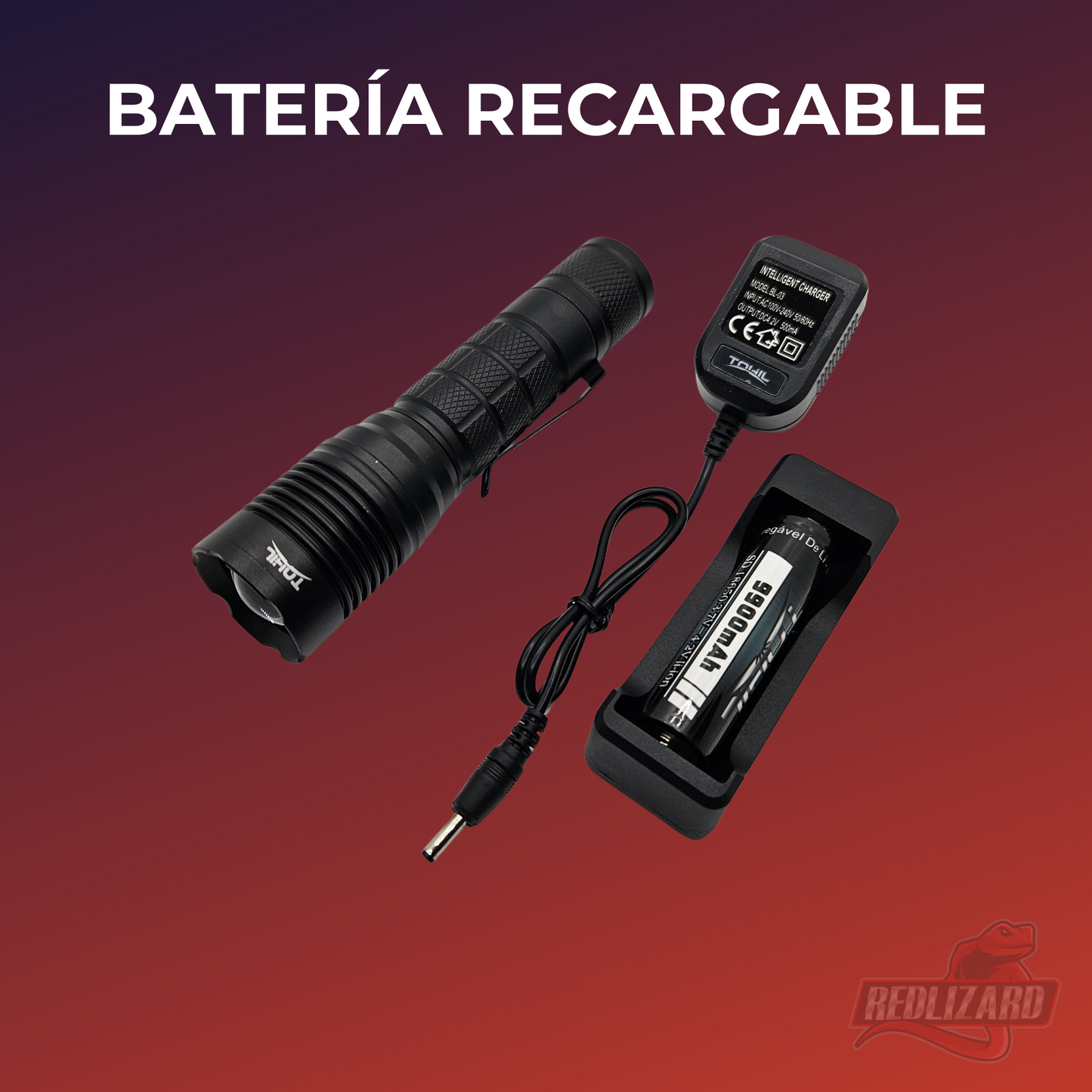 Lampara Tactica Led Recargable 10000 Lumenes Clip Seguridad
