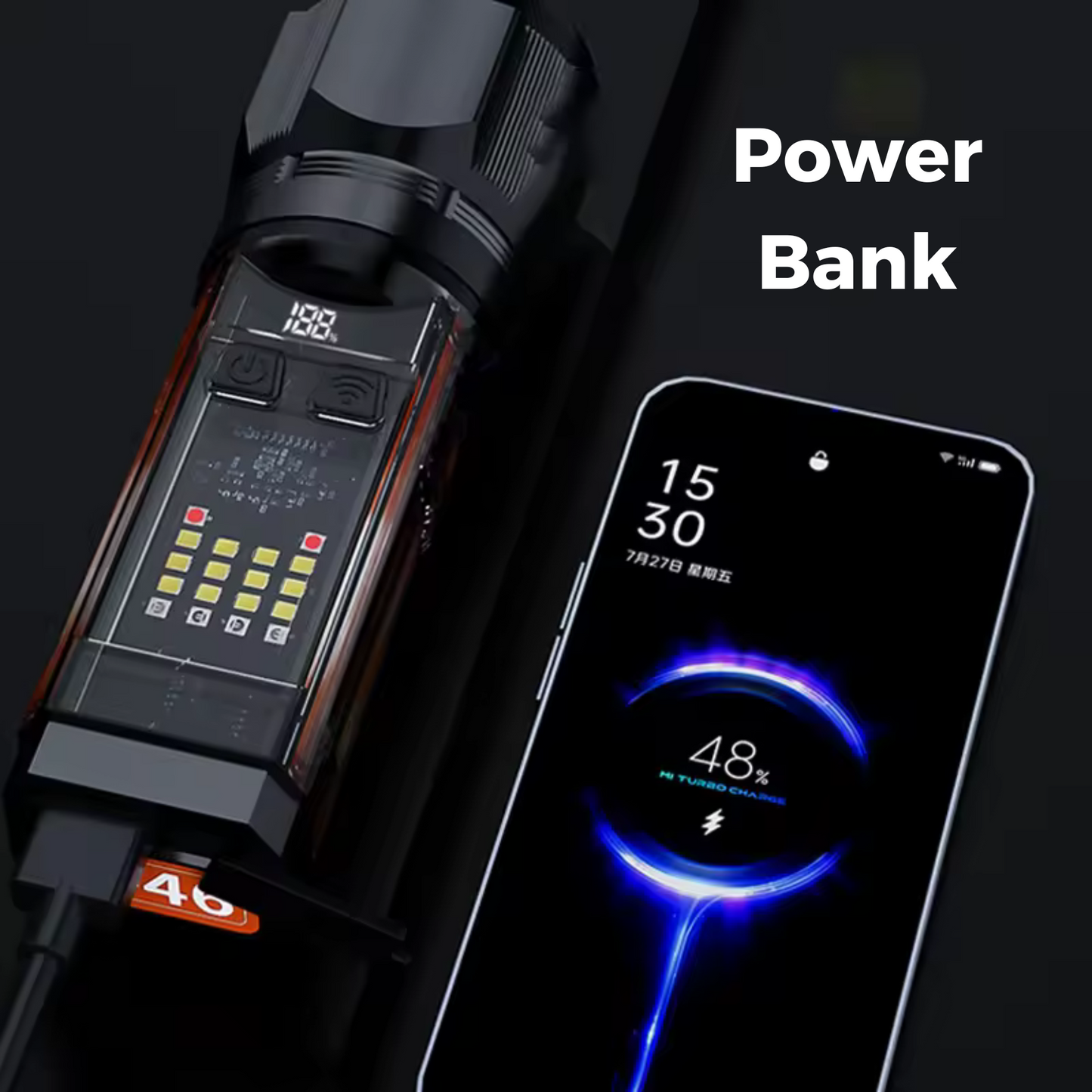 Lampara Tactica Solar Modo Torreta De Policia Power Bank X46