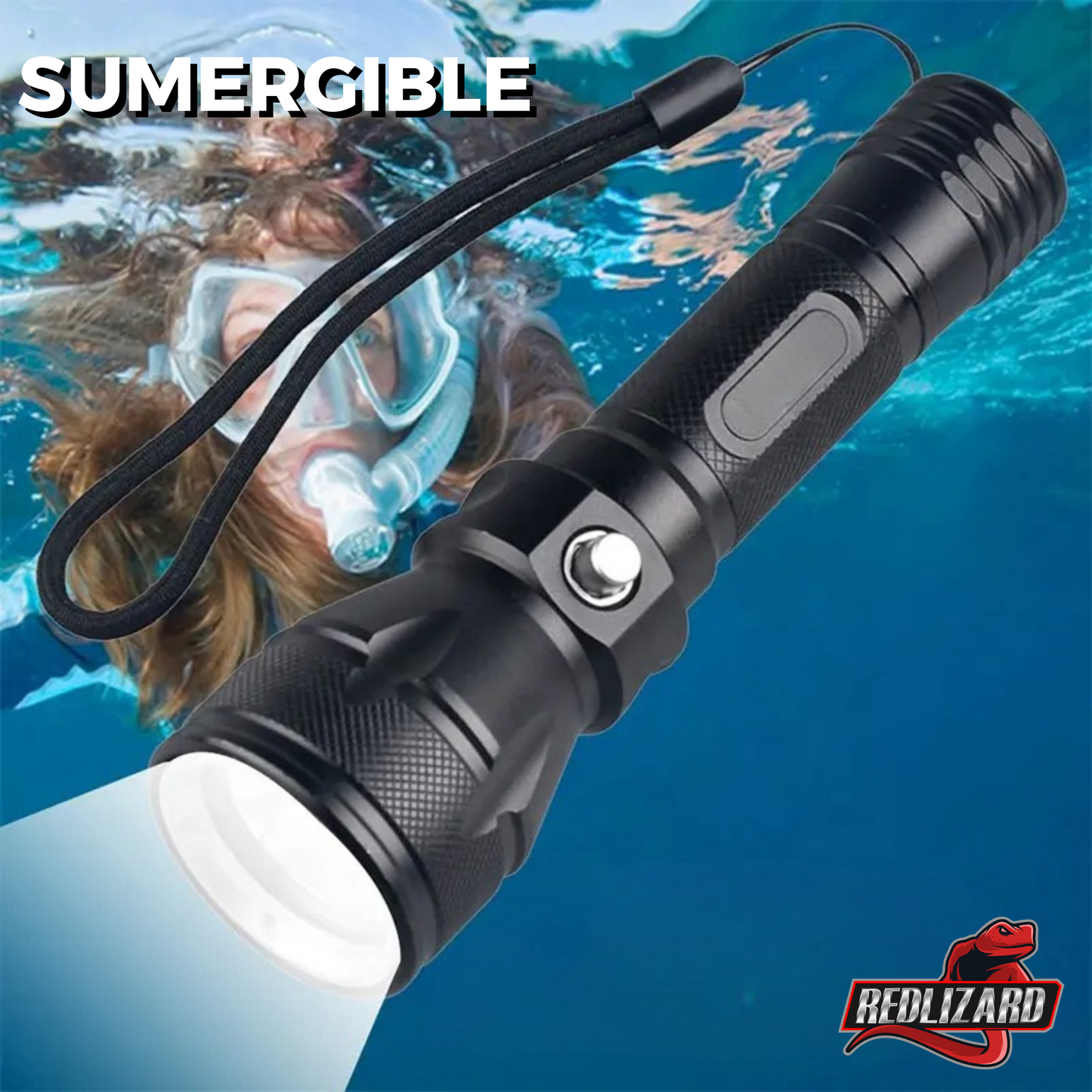 Lampara Recargable Led Sumergible Buceo 50m Profundidad