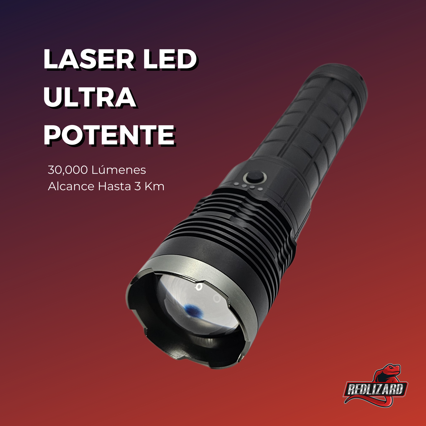 Lampara Tactica Ultra Potente Laser Led Circular 6 pilas 18650 incluidas