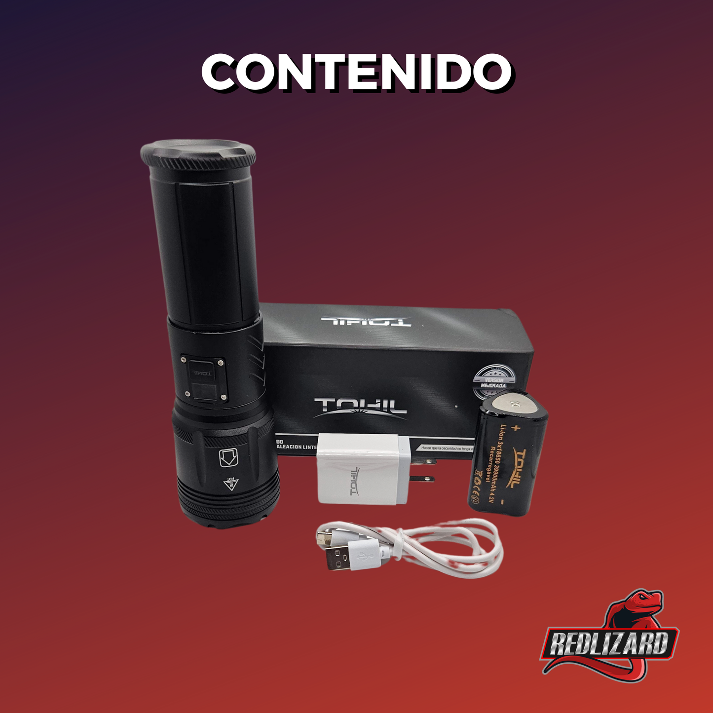 Lampara Tactica Ultra Potente Recargable 4 Leds Power Bank