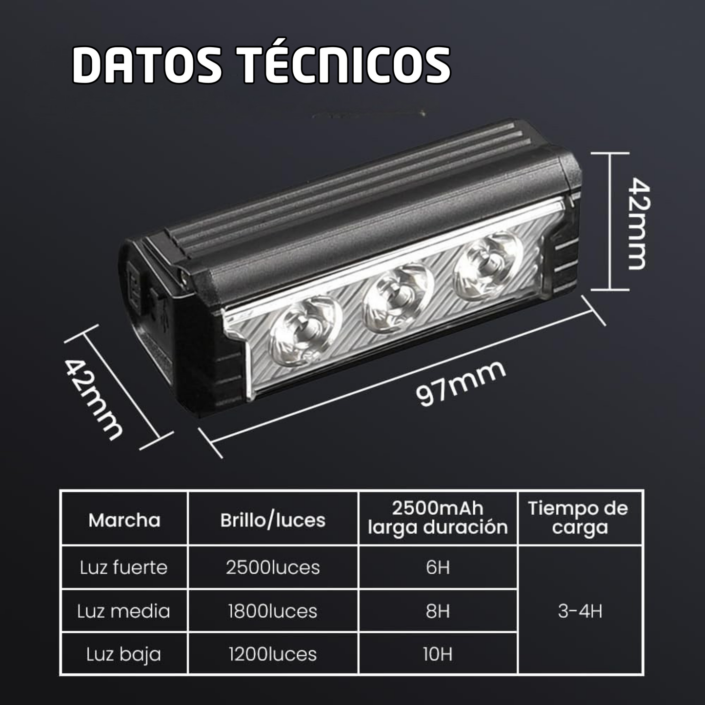 Lampara Bicicleta Frontal Recargable Led Ultra Potente