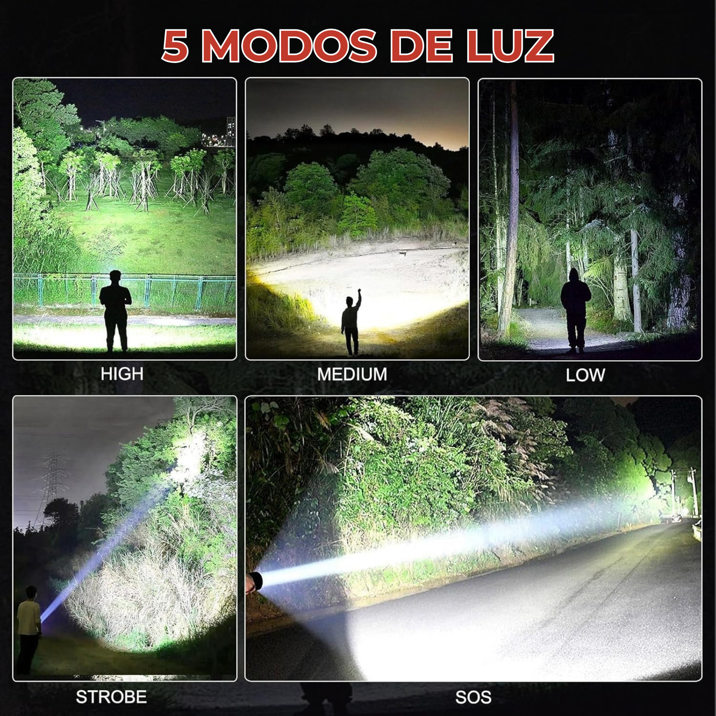 Lampara Led Potente 5000 Lumens 5 Modos Luz Grado Militar
