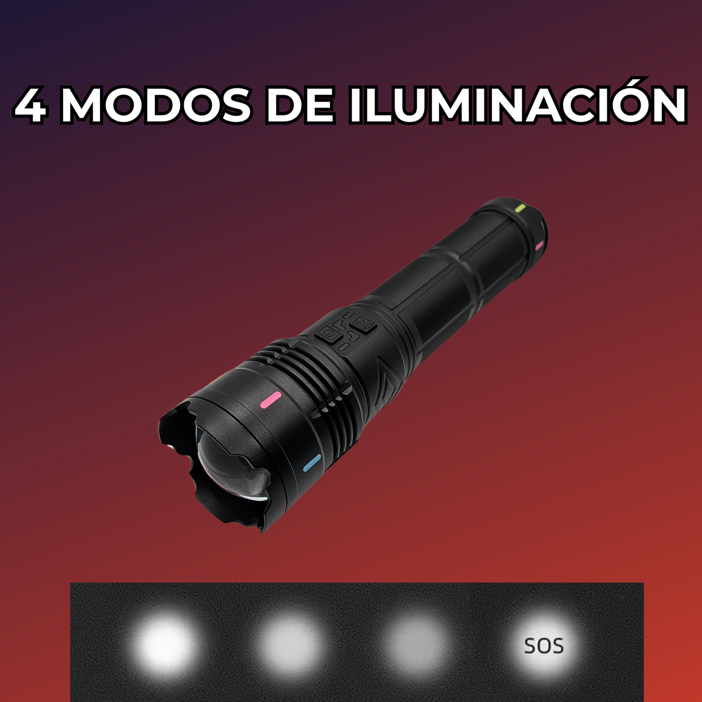 Lampara Tactica Recargable 8 Pilas 18650 5 Modos De Luz