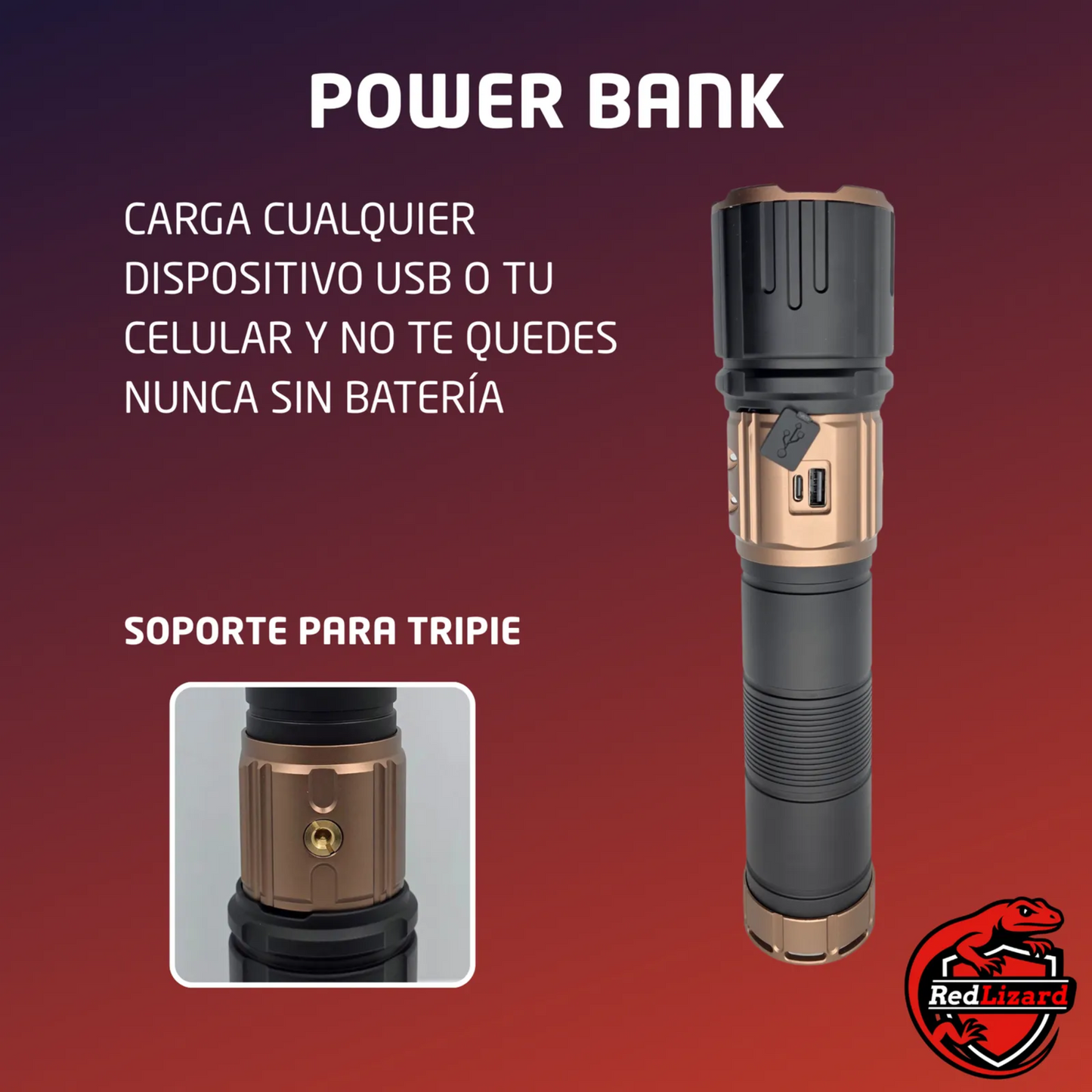 Lampara Mano Potente Recargable Laser Led Camping Senderismo