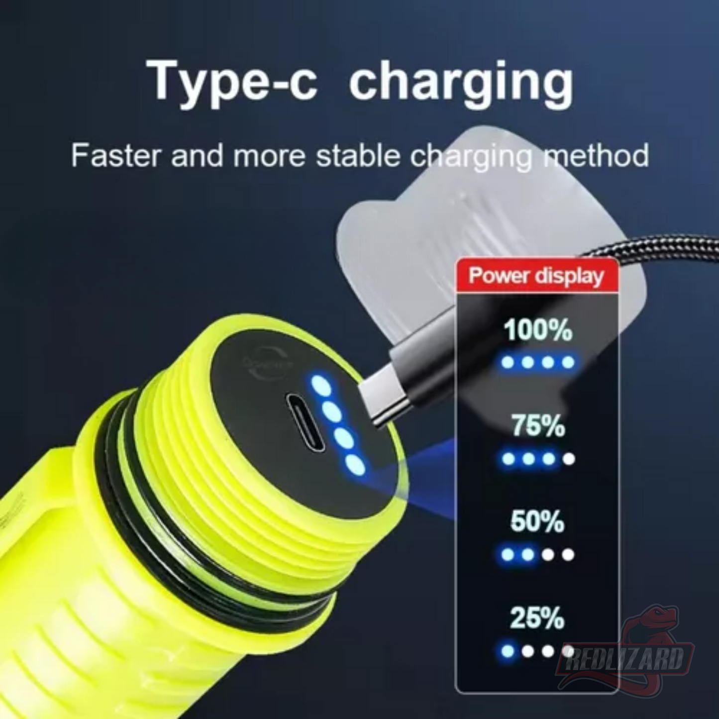 Lampara Buceo Sumergible Recargable Usb C Doble Led