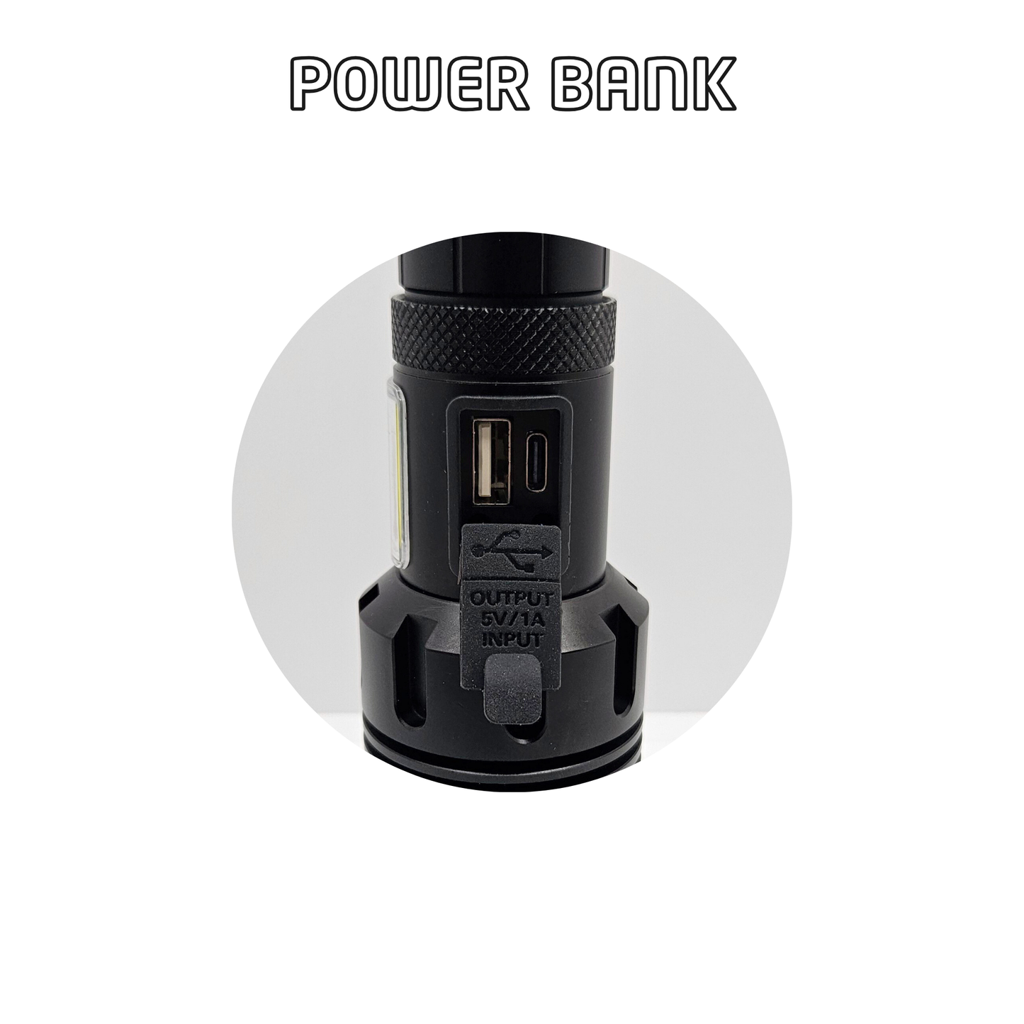 Lampara Tactica Militar Usb Tipo C Recargable Led+cob Cuerpo De Aluminio