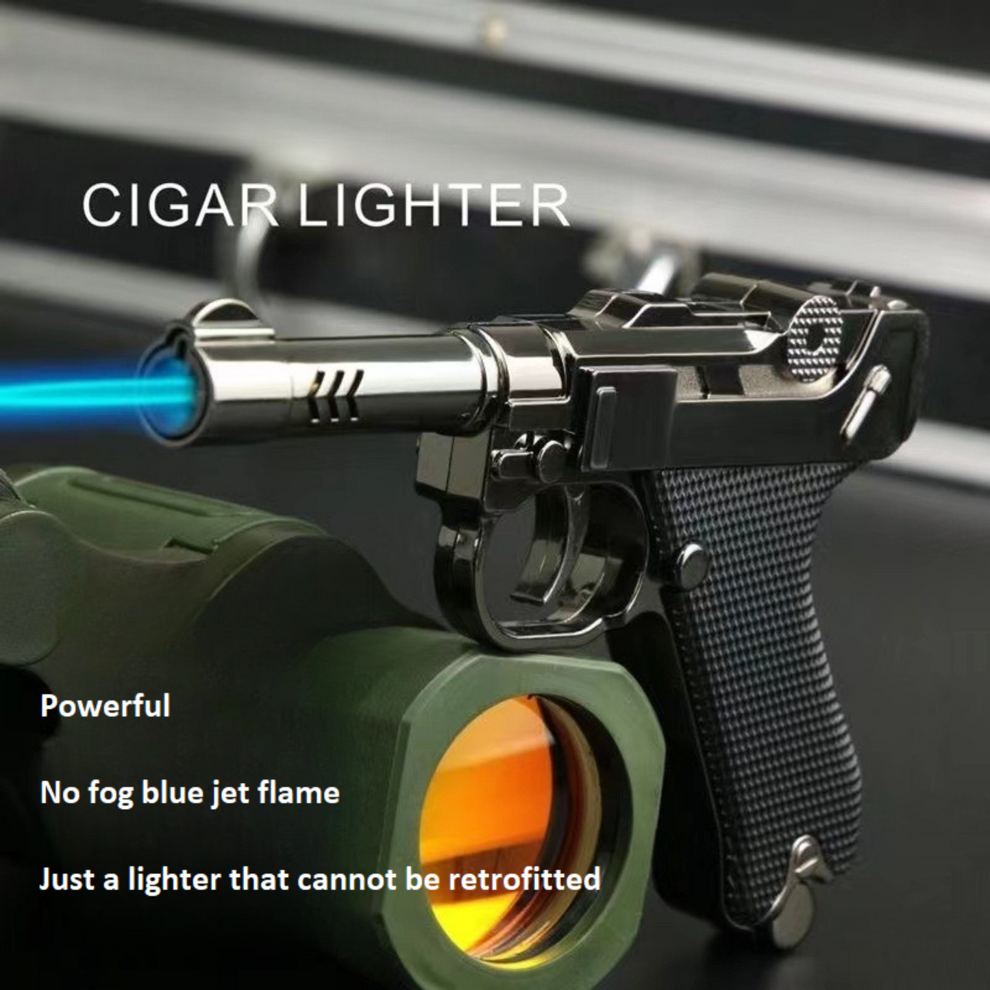 Encendedor De Pistola Recargable Con Flama De Soplete
