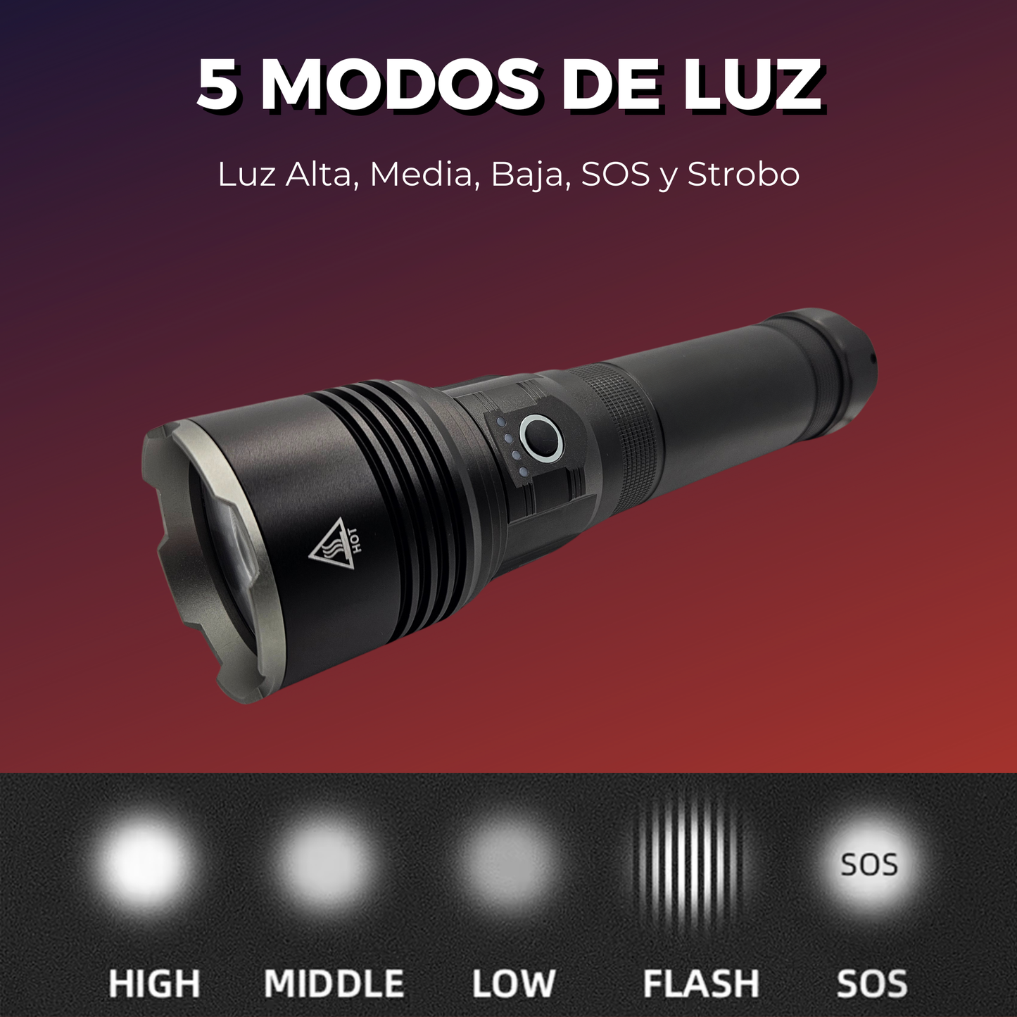 Lampara Tactica Ultra Potente Laser Led 30000 Lm Power Bank