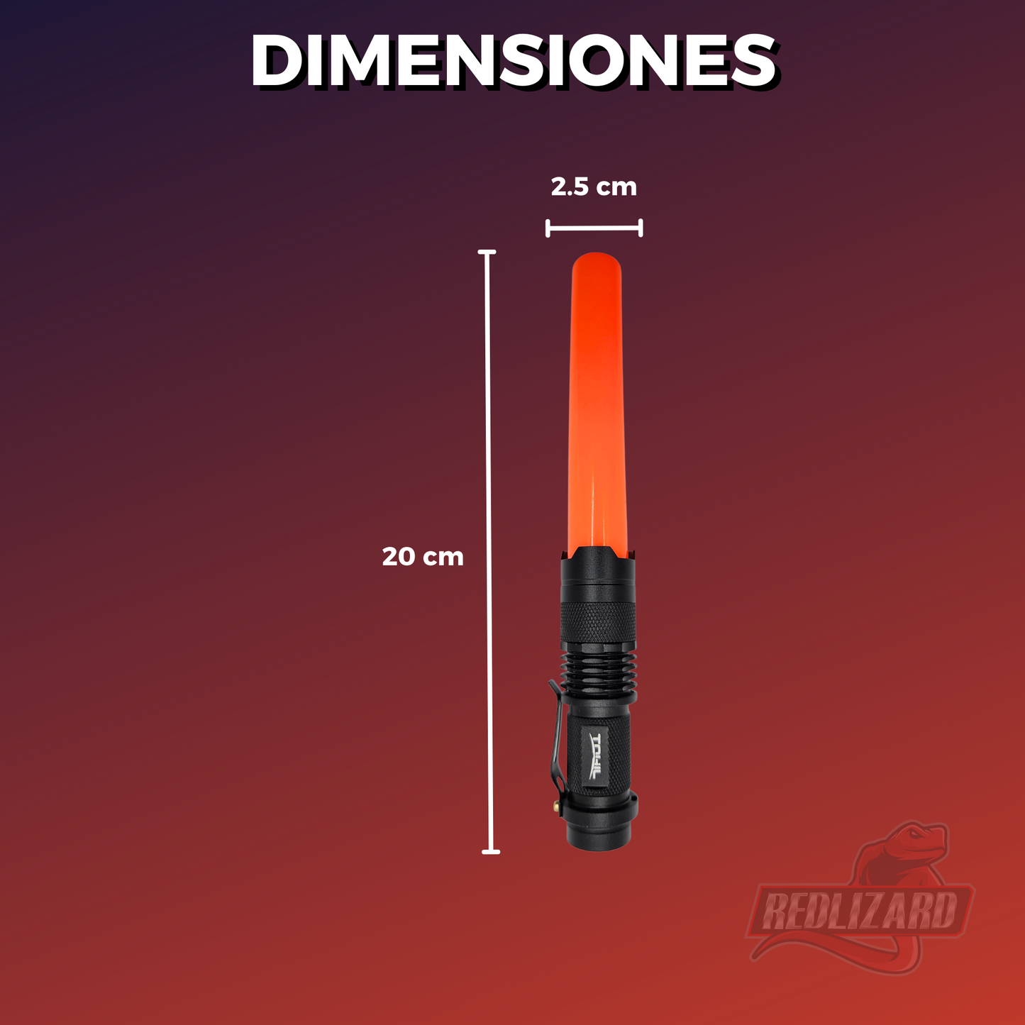 Lampara Led de Trafico con Baston Naranja y Luz Blanca