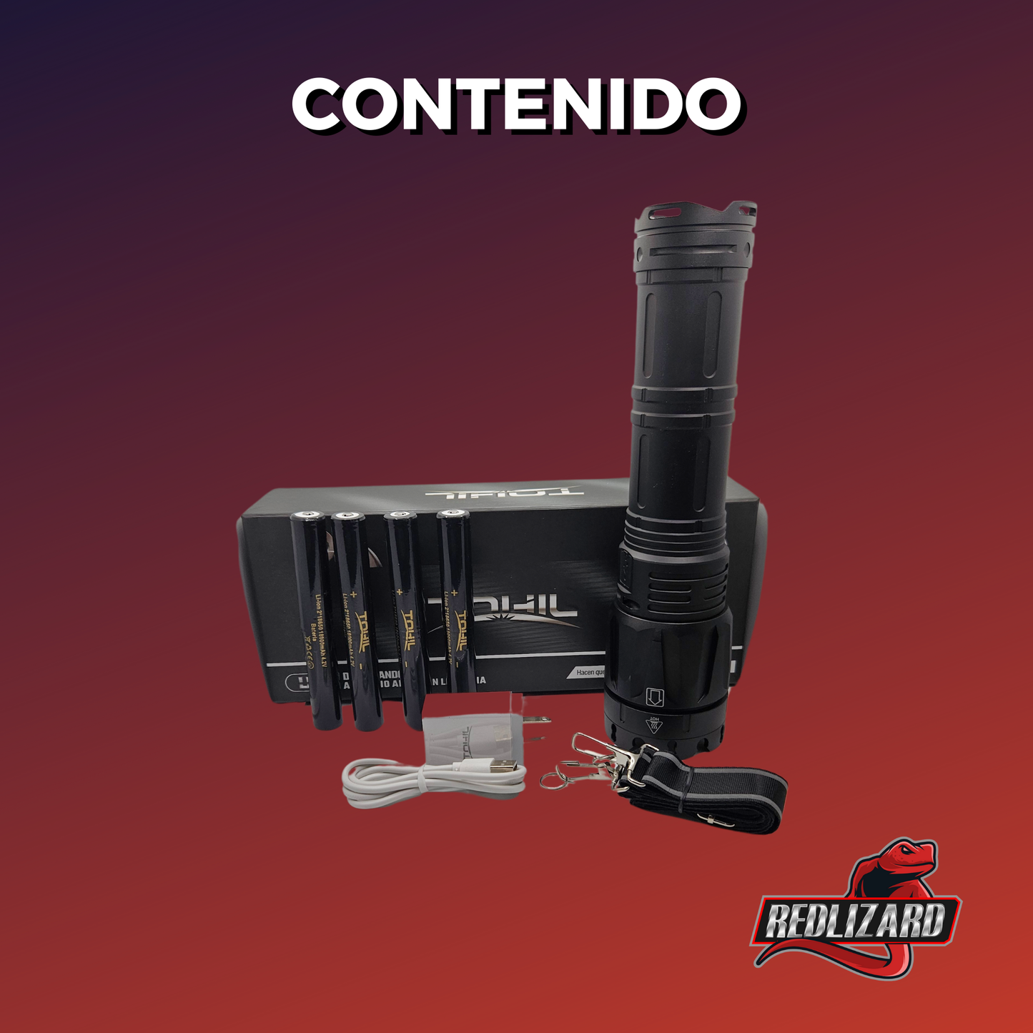 Lampara Tactica Recargable Ultra Potente Led Laser 8 X 18650