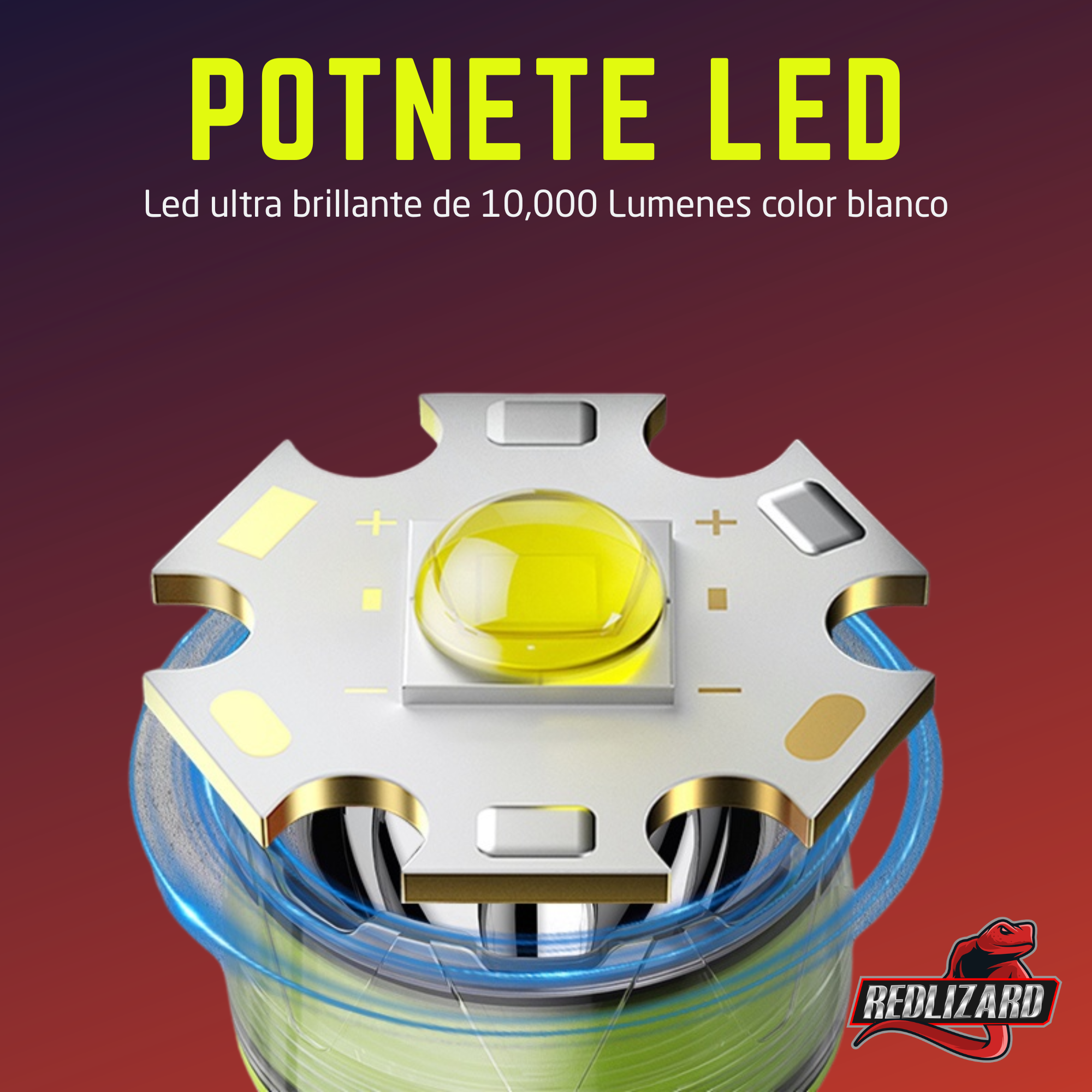 Linterna Táctica Recargable Redlizard 668 Amarilla 10000 Lm Luz Blanca 400m Blanco Amarillo