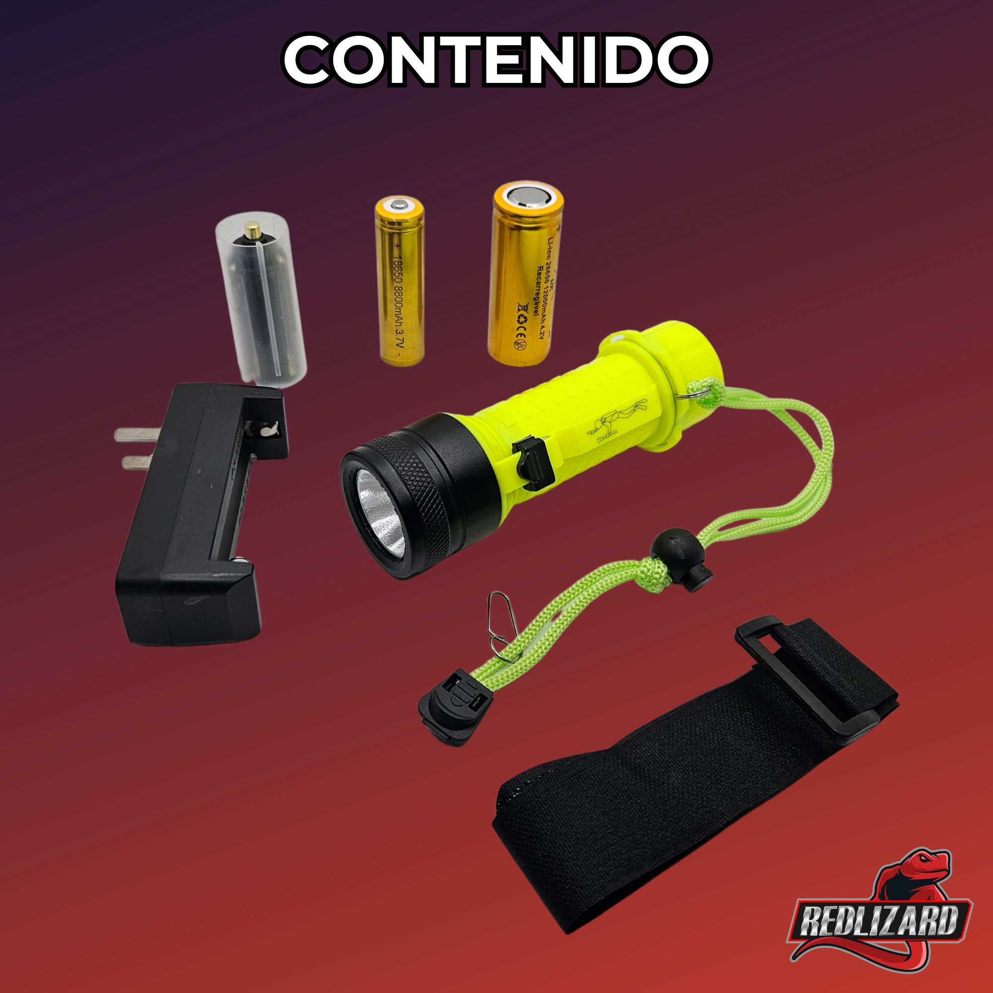 Linterna Táctica Recargable 50m 1000lm Sumergible Led Buceo Blanco Negro