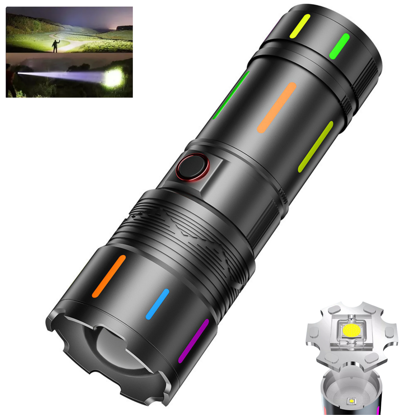 Linterna Recargable Laser Led Ultra Potente Zoom Power Bank