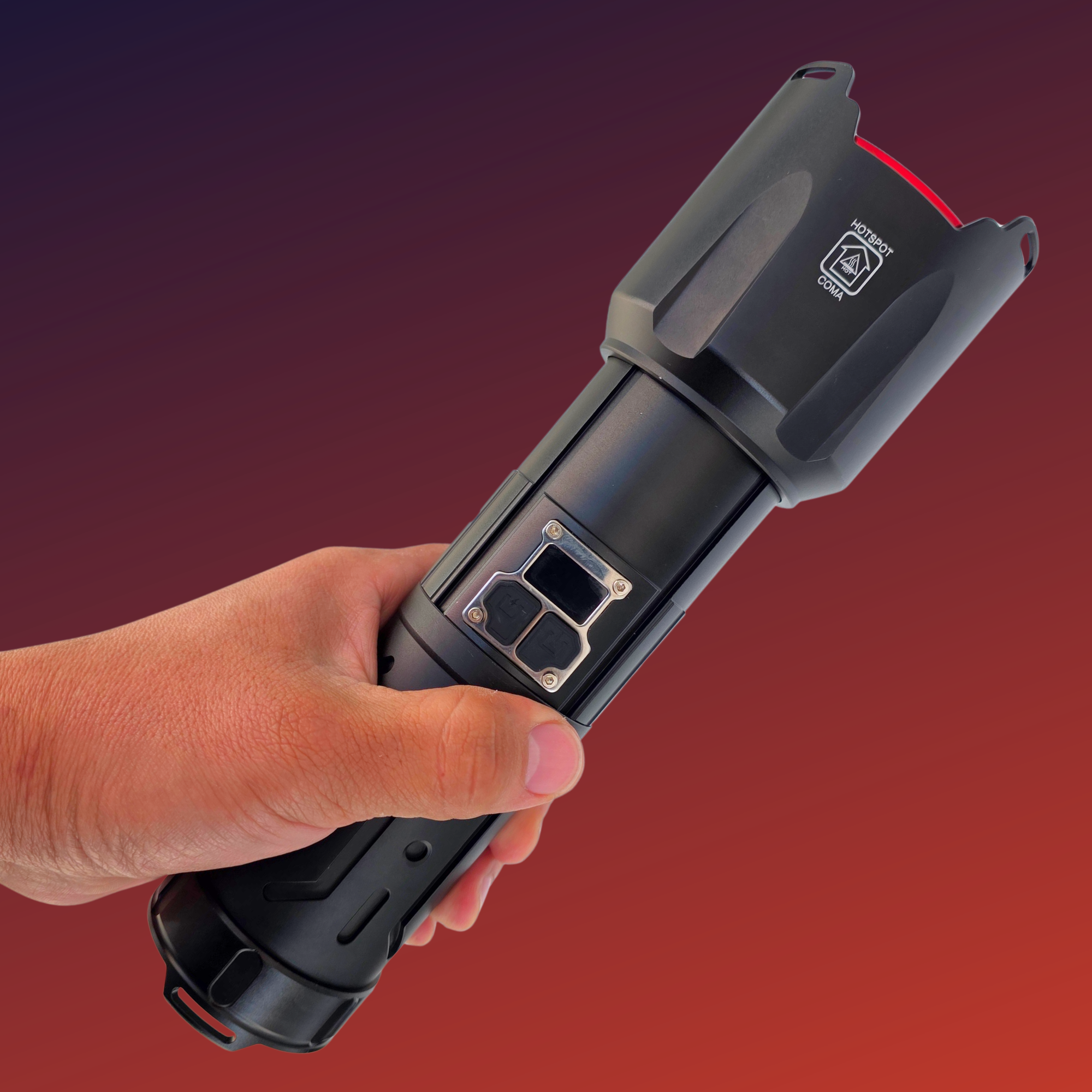 Lampara Potente Tactica Mano Laser Led Recargable 4 X 18650 Blanco Negro