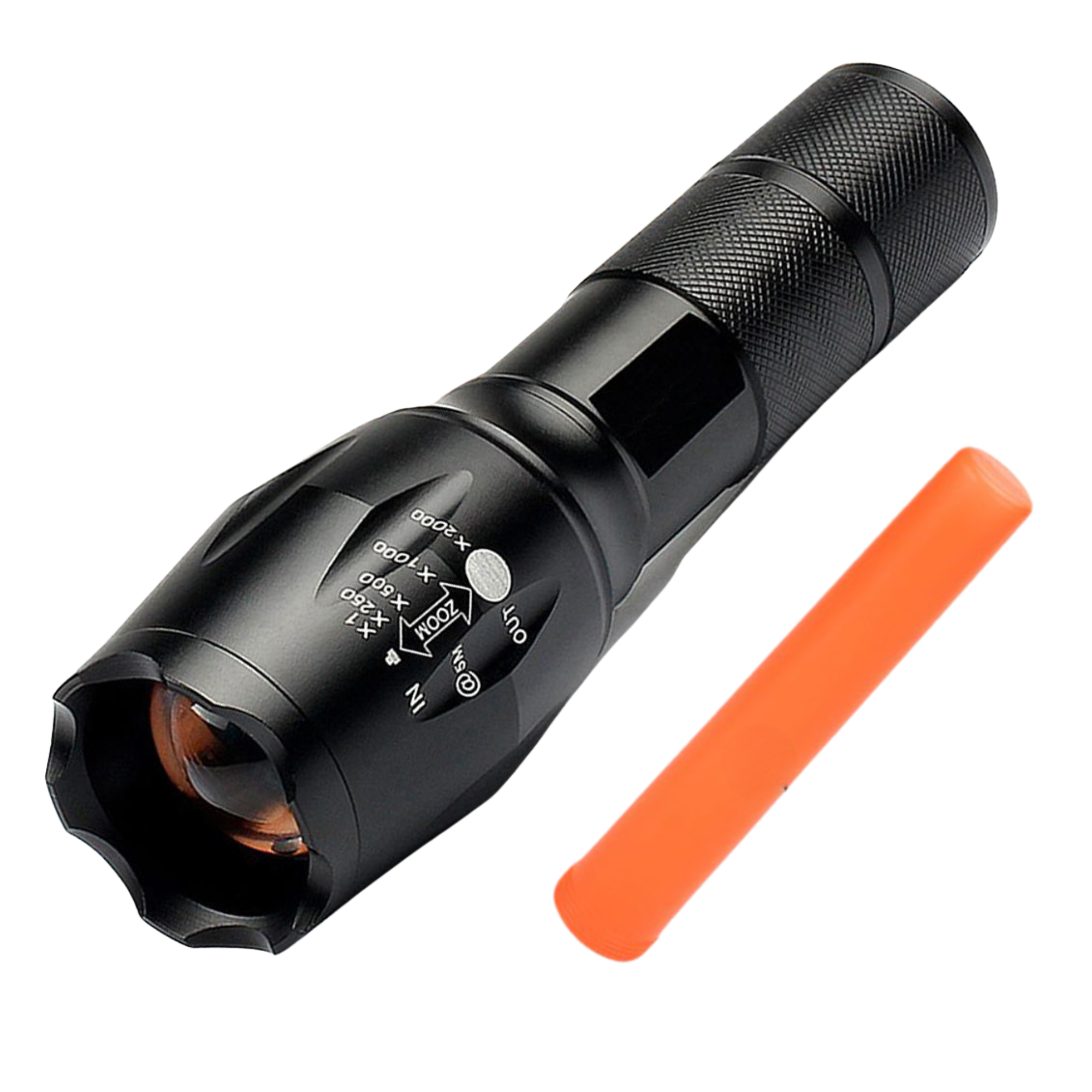 Lampara tactica, Con Cono para Señalamiento de Transito, 5 Modos de luz, Zoom de enfoque, Resistente al agua, Linterna compacta para camping, deportes o trabajo