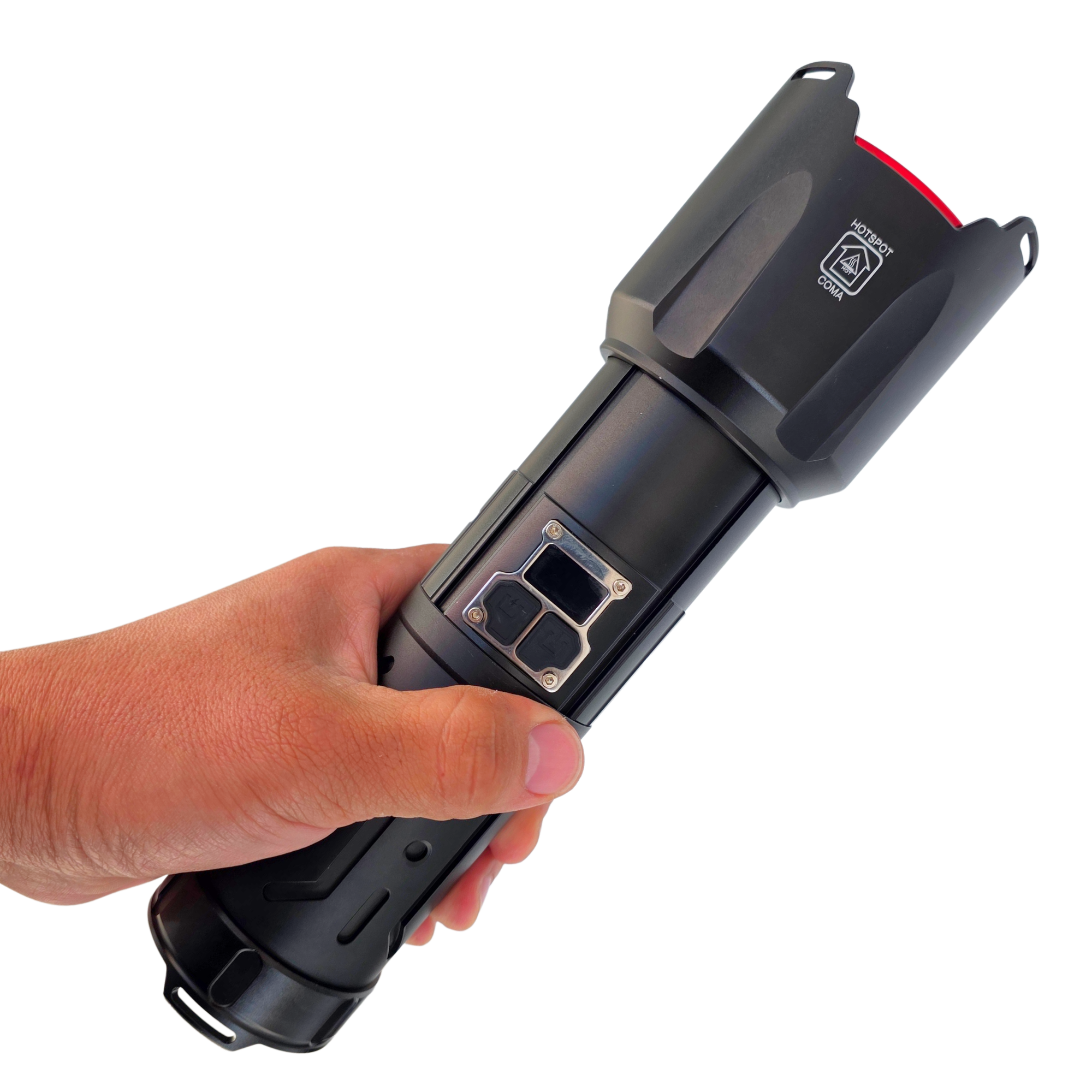 Lampara Potente Tactica Mano Laser Led Recargable 4 X 18650 Blanco Negro