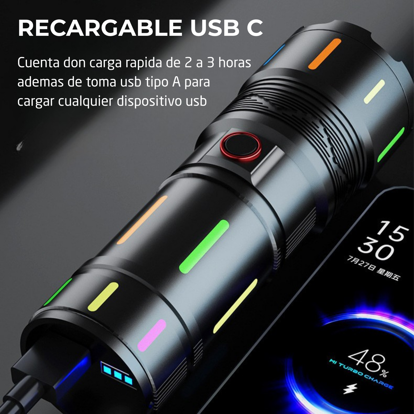Linterna Recargable Laser Led Ultra Potente Zoom Power Bank