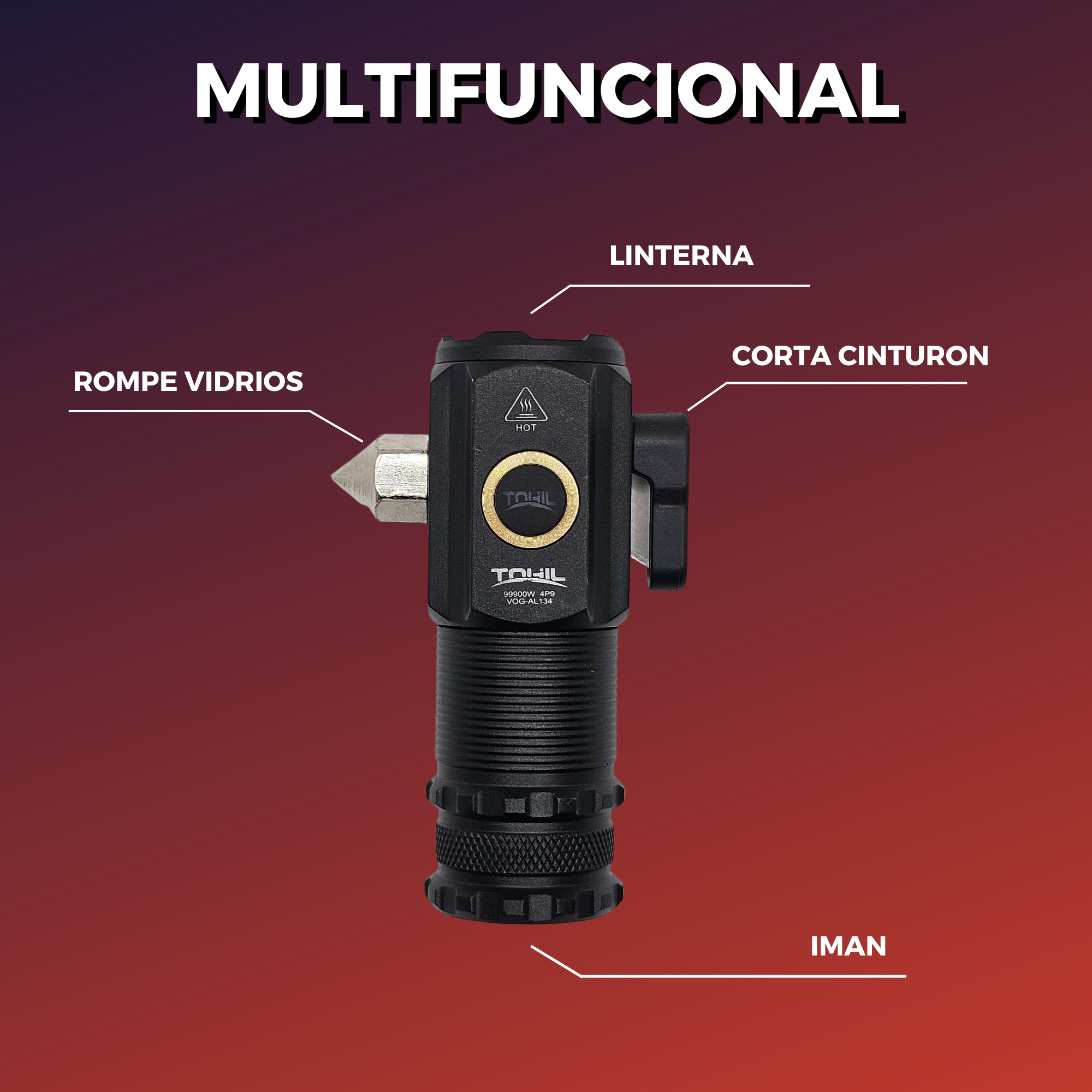 Lampara Ultrapotente Recargable Para Emergencias Con Rompevidrios