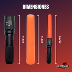 Lampara tactica, Con Cono para Señalamiento de Transito, 5 Modos de luz, Zoom de enfoque, Resistente al agua, Linterna compacta para camping, deportes o trabajo