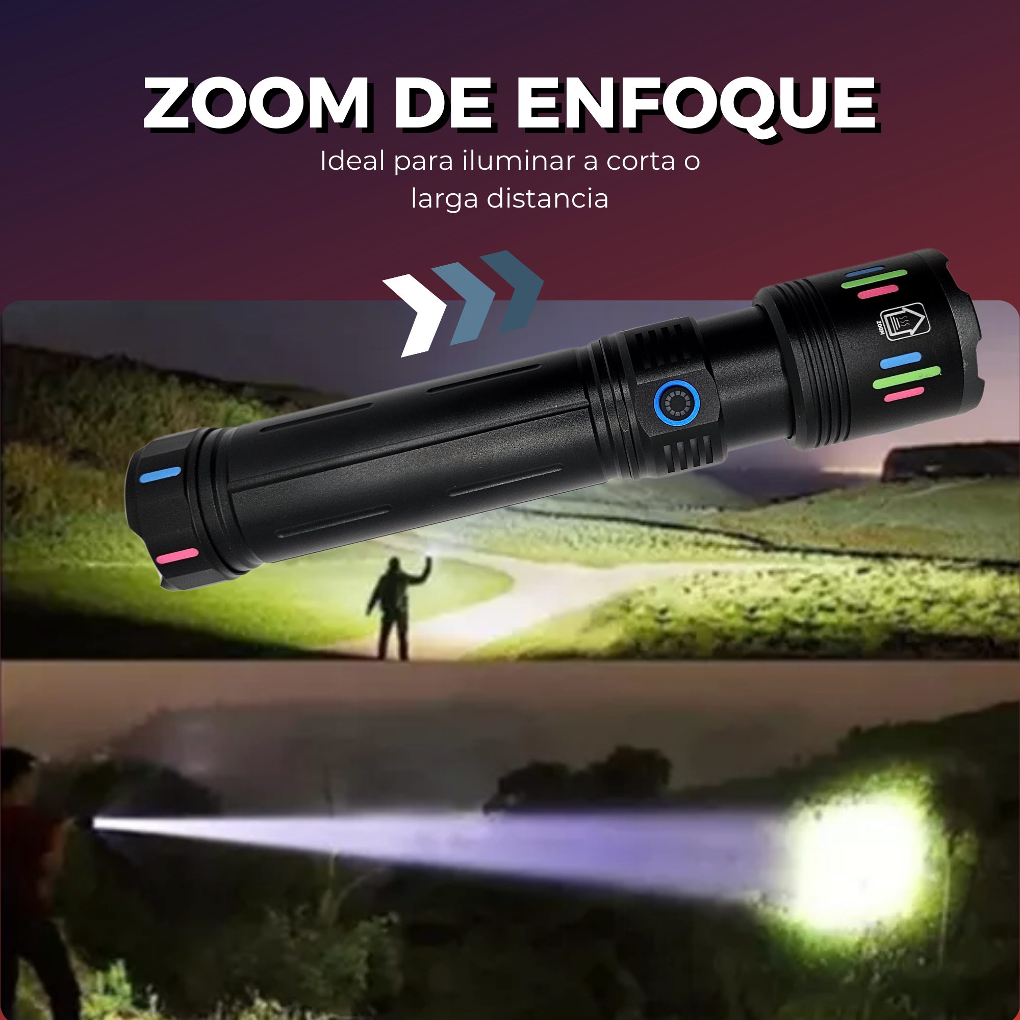 Lampara Led Recargable Tactica Laser Led De Mano Potente