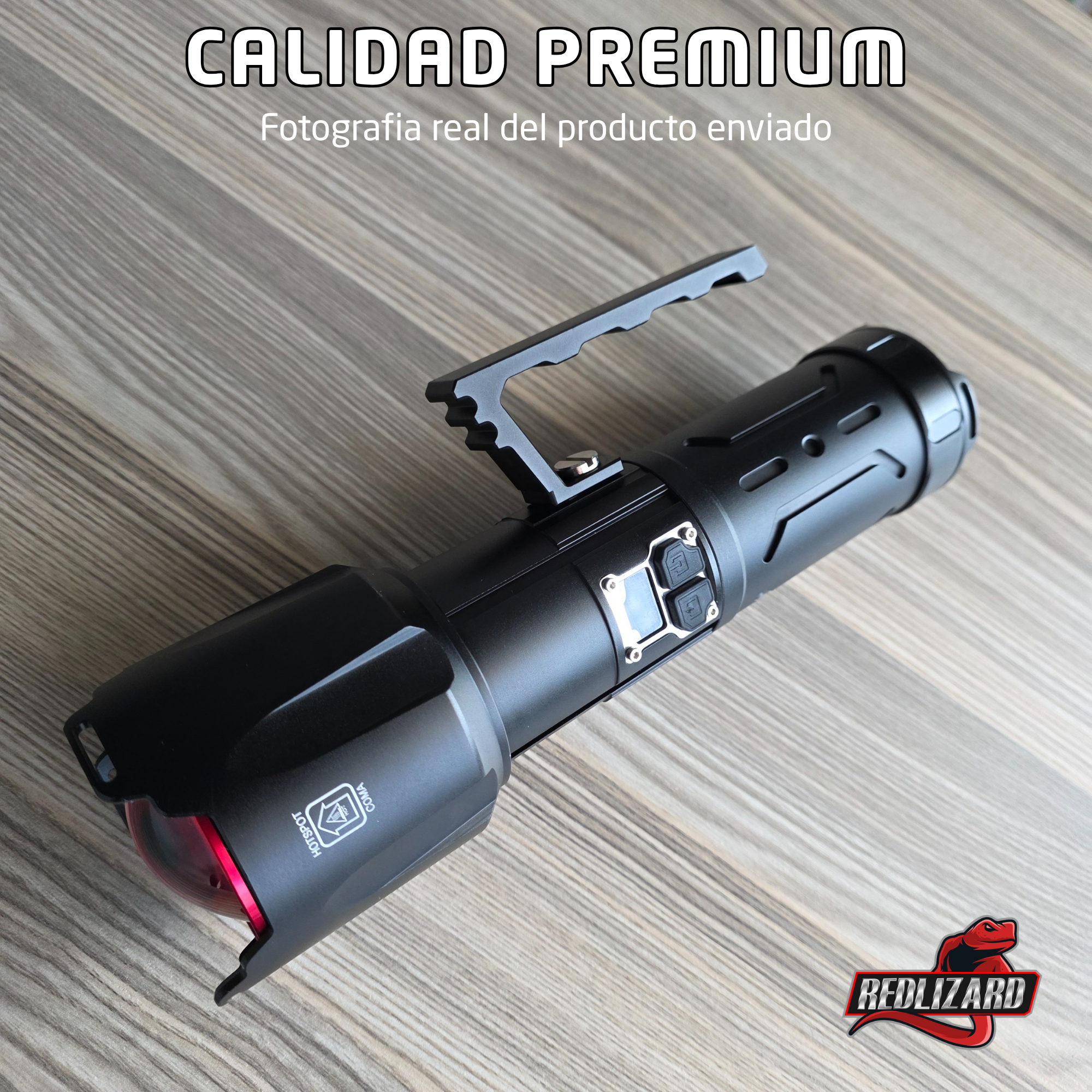 Lampara Potente Tactica Mano Laser Led Recargable 4 X 18650 Blanco Negro