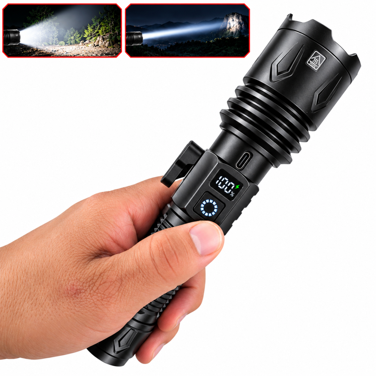 Linterna Tactica Recargable Lampara Led Potente Rompe Vidrio