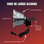 Linterna Faro Largo Alcance 50000 Lumens Caceria Bateria Usb Blanco Plateado
