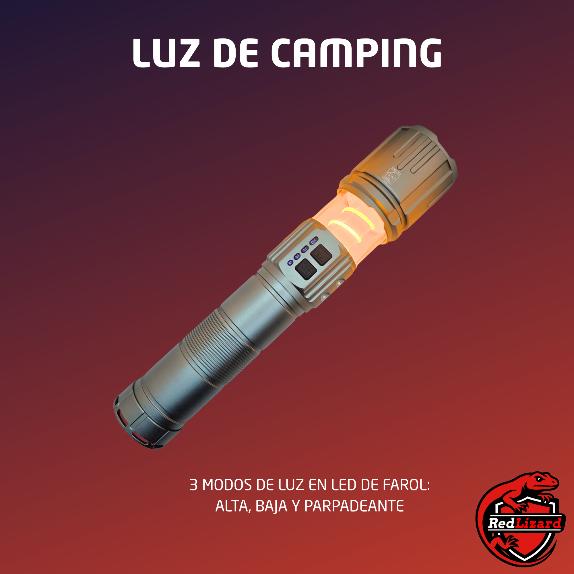 Lampara Tactica Recargable Led Mano Camping Con Zoom Y Power Bank