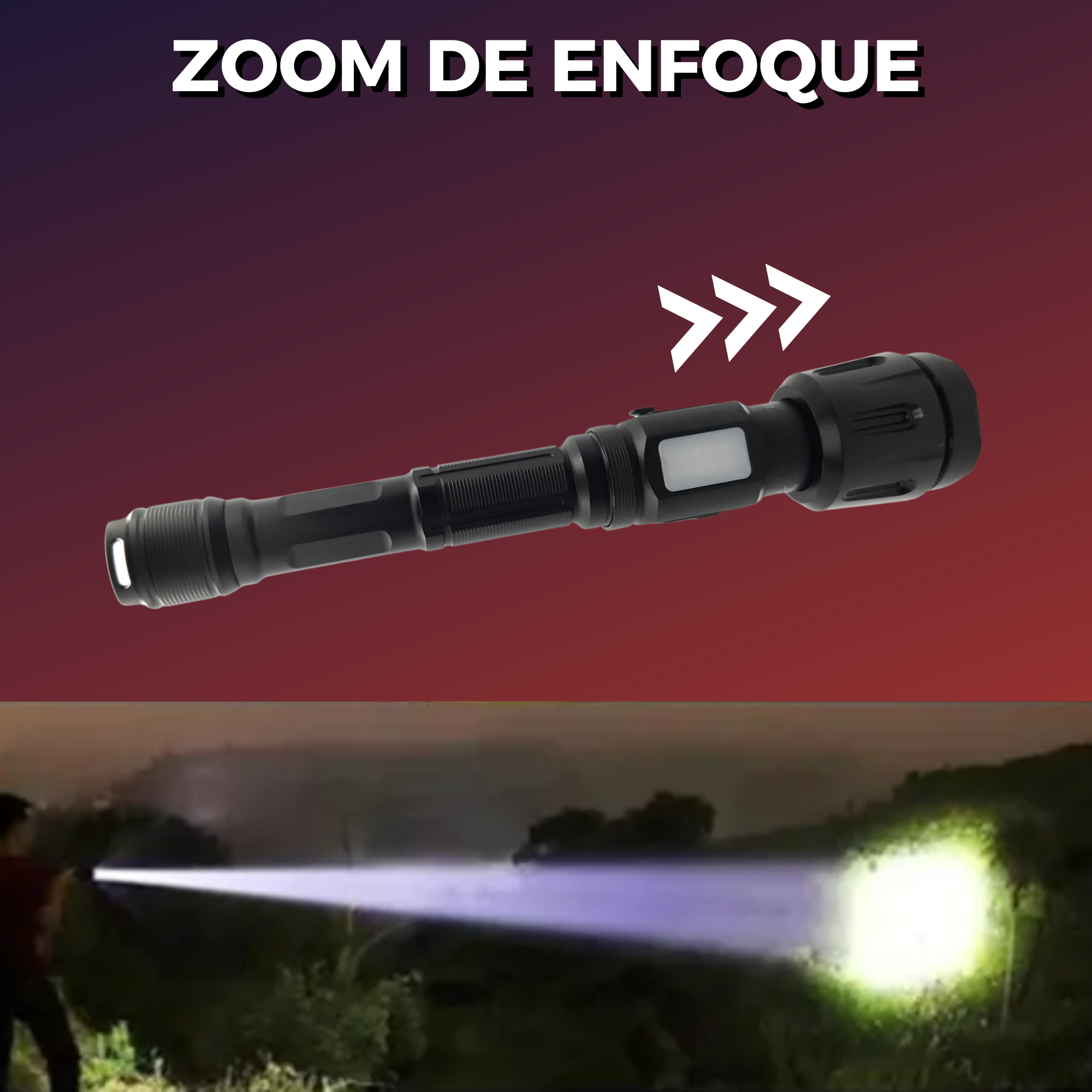 Lampara Táctica Ultra Potente T9-100 20000 Lúmenes Con Zoom