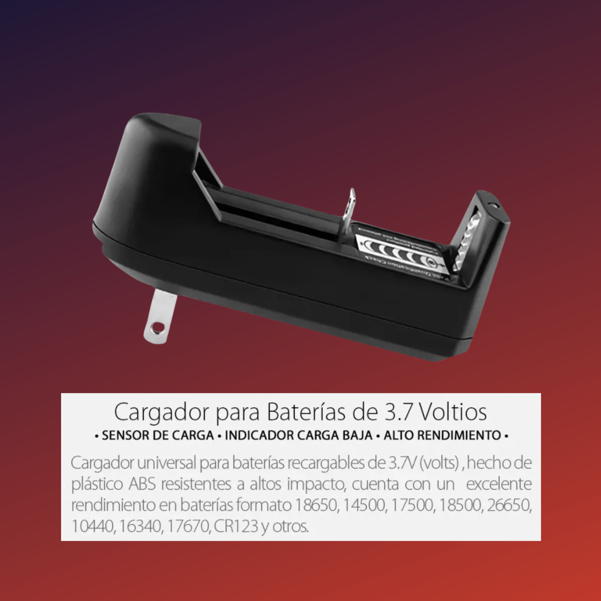 Cargador Baterias 18650 26650 14500 17500 18500 10440 Cr123