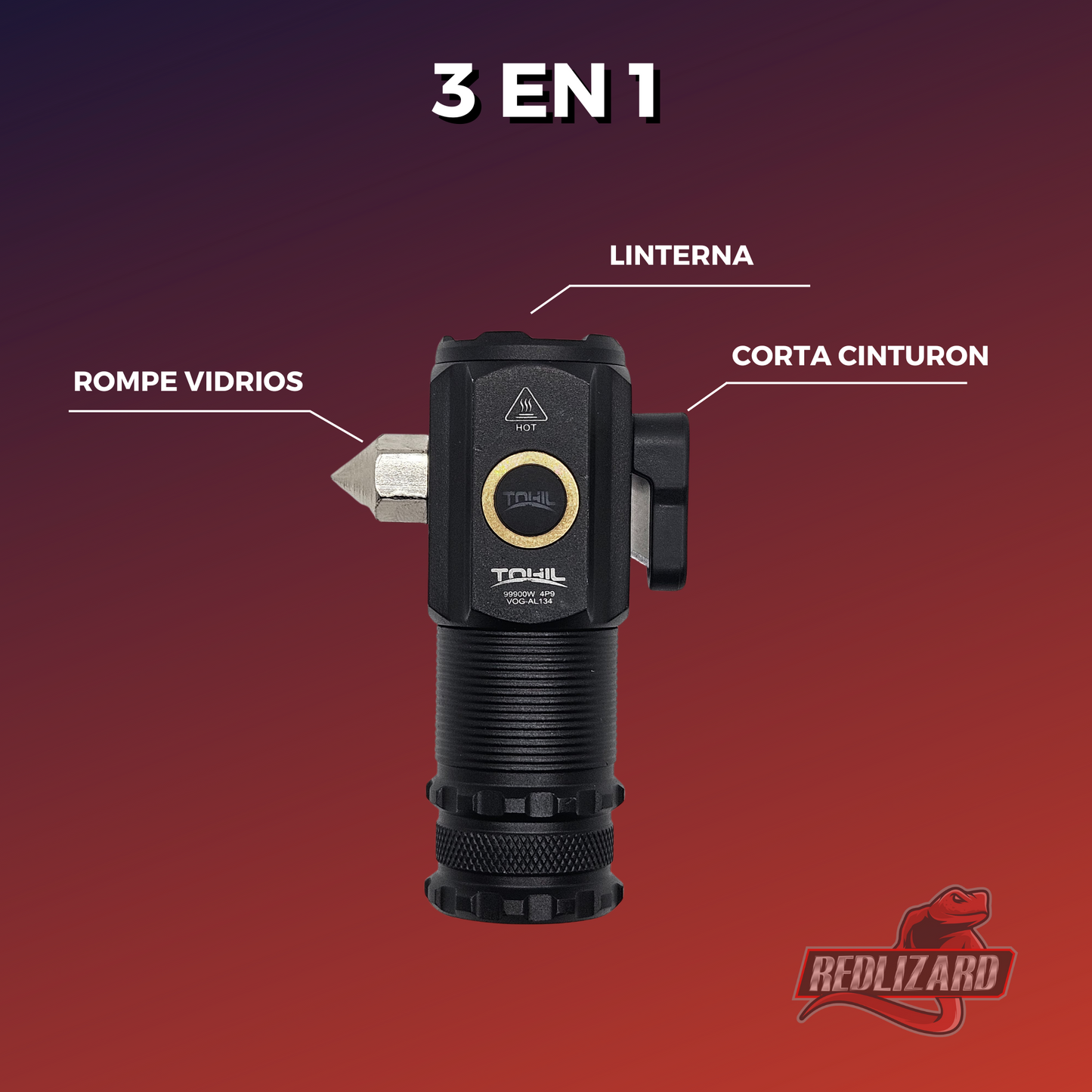 Lampara Ultrapotente Recargable Para Emergencias Con Rompevidrios