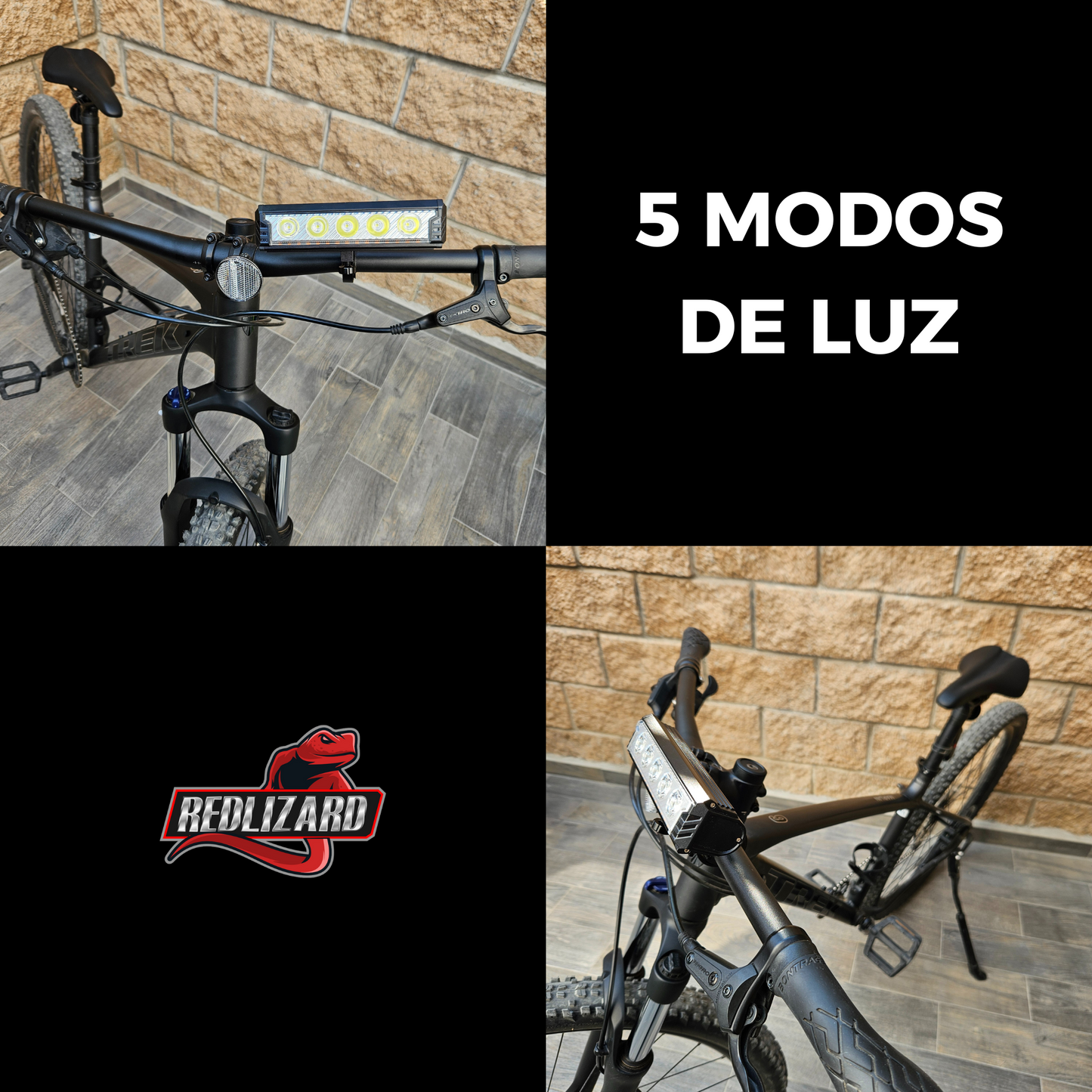 Lampara Para Bicicleta 5 Leds 5 Modos Iluminación Recargable