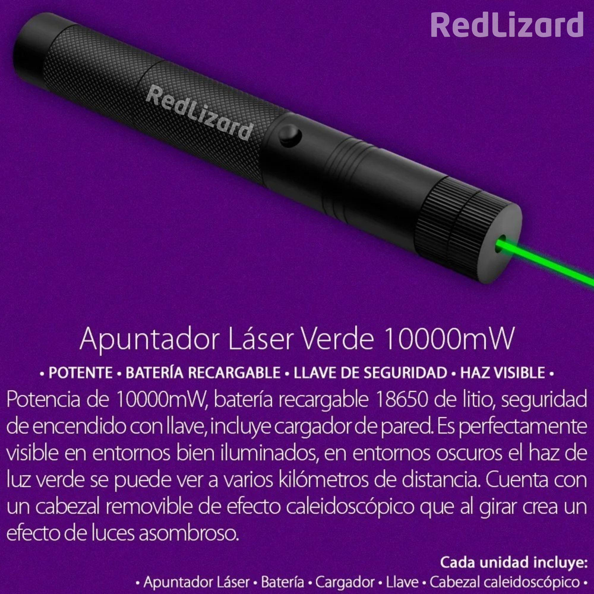 Puntero Laser Verde Ultra Potente Con Llave De Seguridad