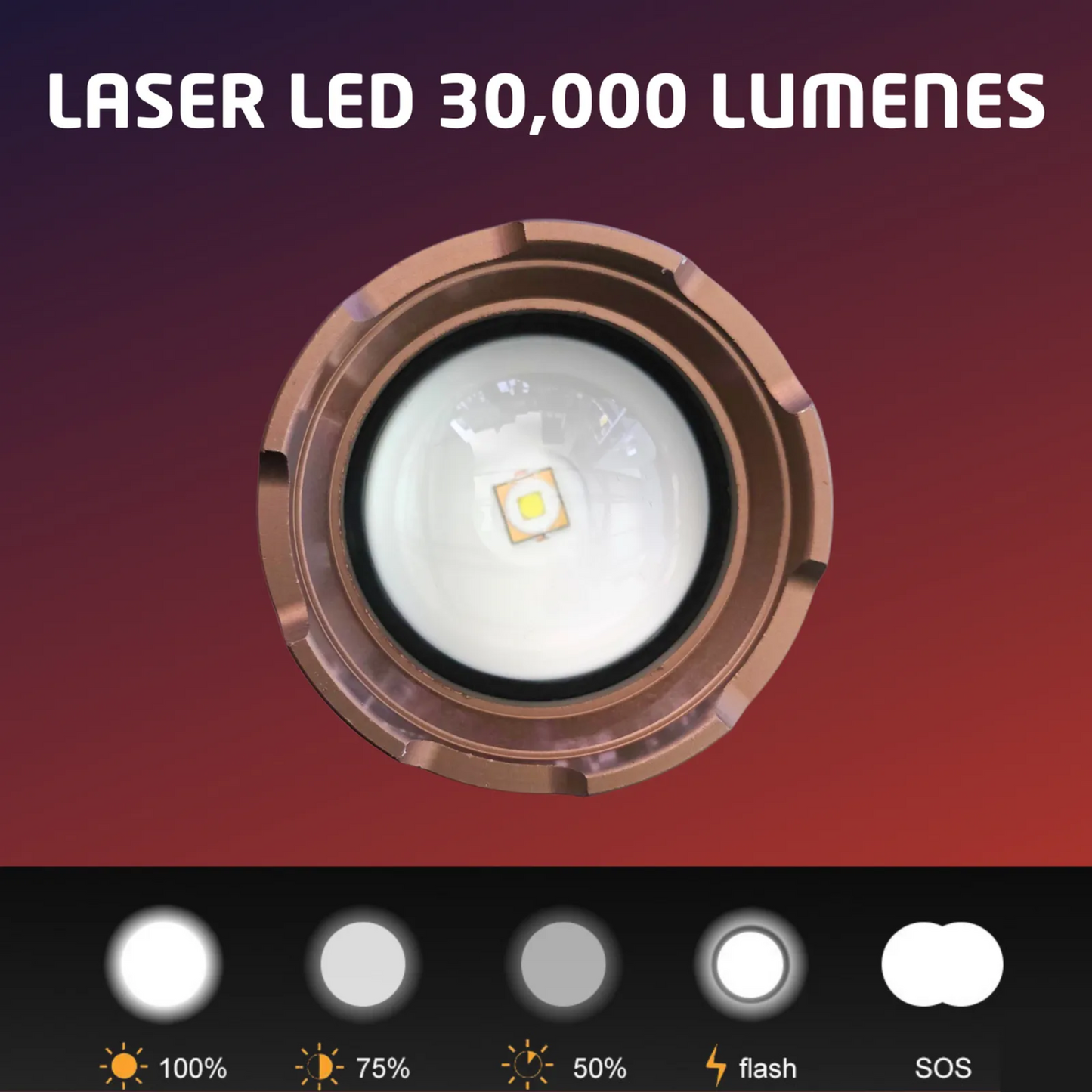 Lampara Mano Potente Recargable Laser Led Camping Senderismo