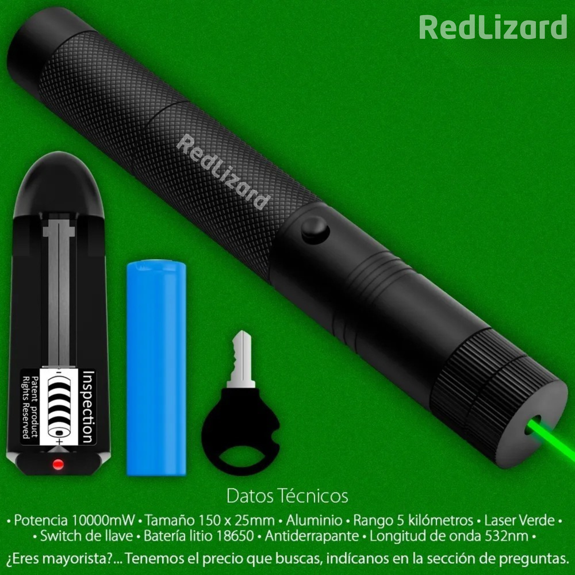 Puntero Laser Verde Ultra Potente Con Llave De Seguridad