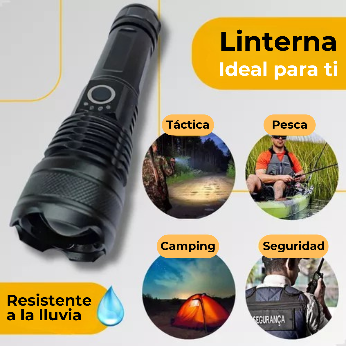 Lampara Tactica Recargable Led Ultra Potente Xhp70 Usb C