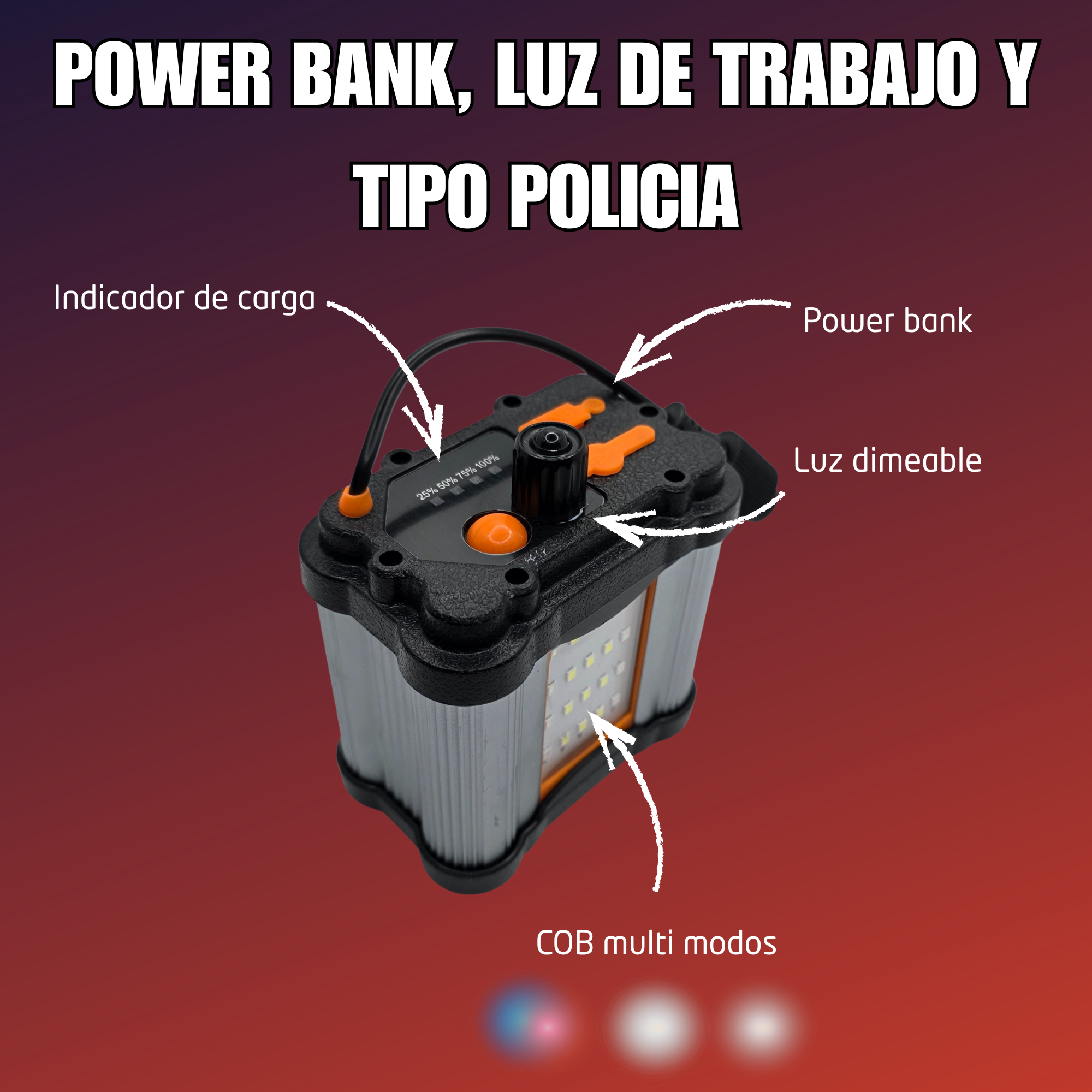 Linterna Faro Largo Alcance 50000 Lumens Caceria Bateria Usb Blanco Plateado