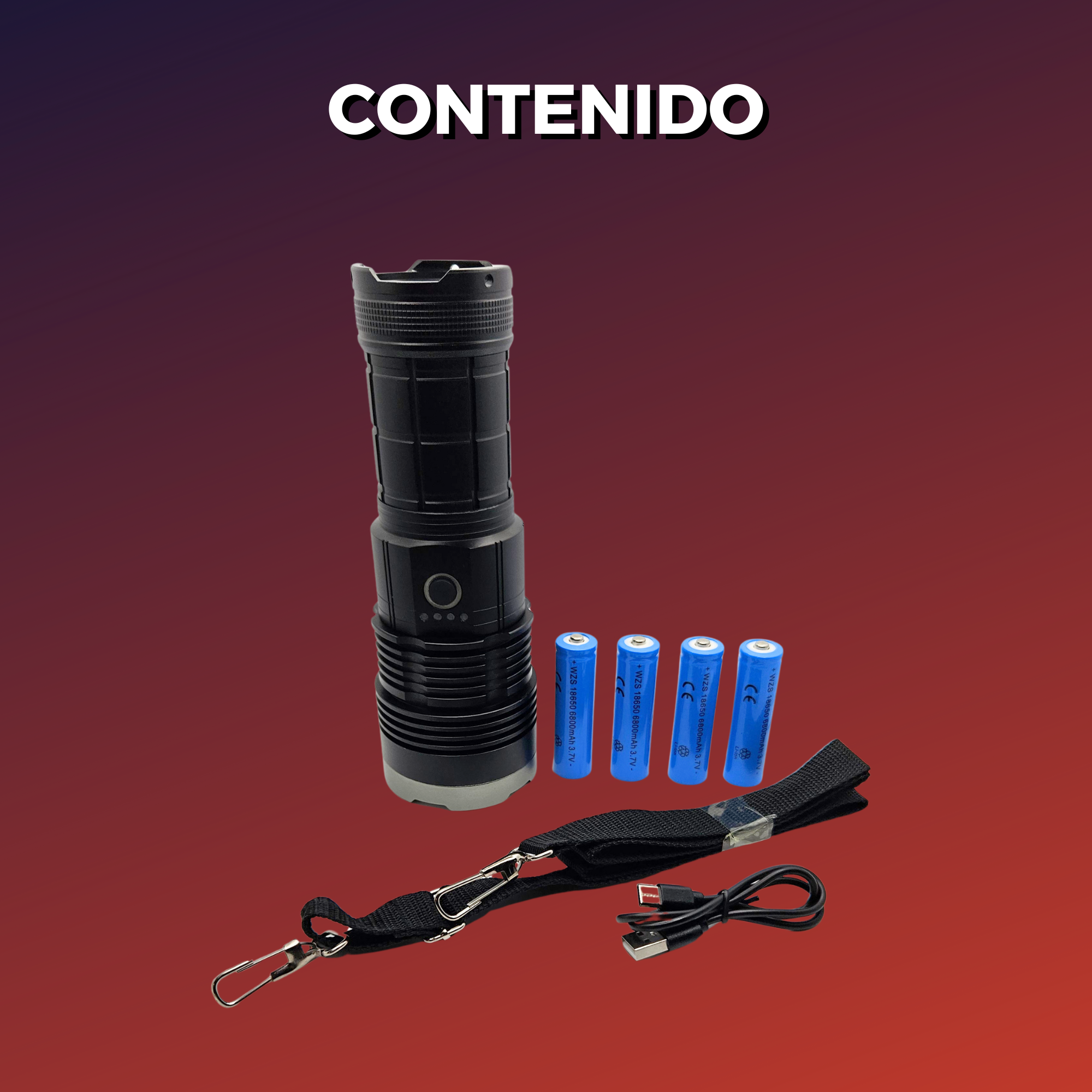 Lampara Tactica Ultra Potente 30,000 Lumenes Laser Led