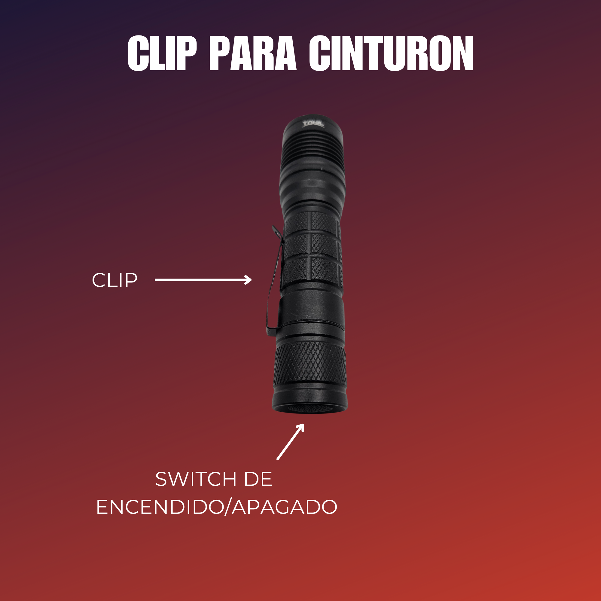 Lampara Tactica Led Recargable 10000 Lumenes Clip Seguridad