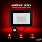 Reflector Led 5000lm Para Exterior 50w C/sensor De Movimento