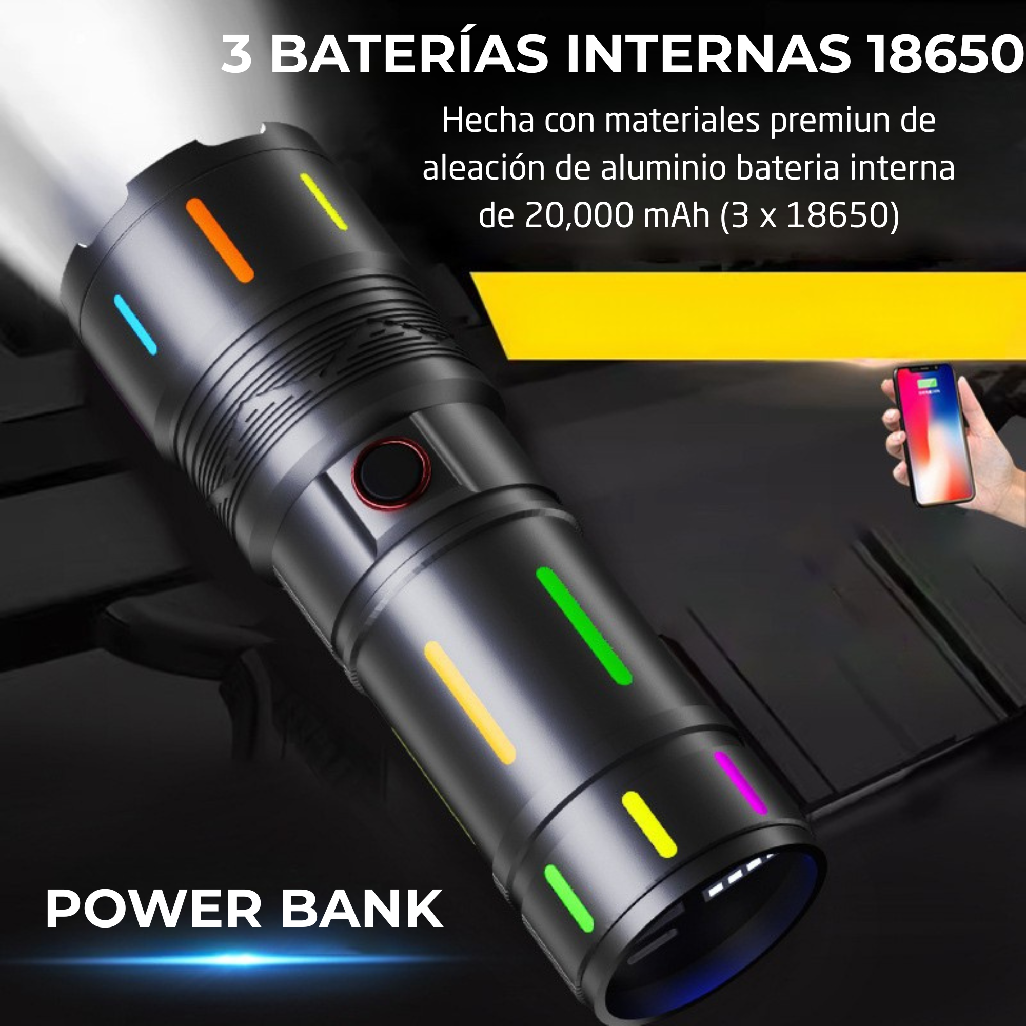 Rechargeable Laser LED Flashlight Ultra Powerful Zoom Power Bank