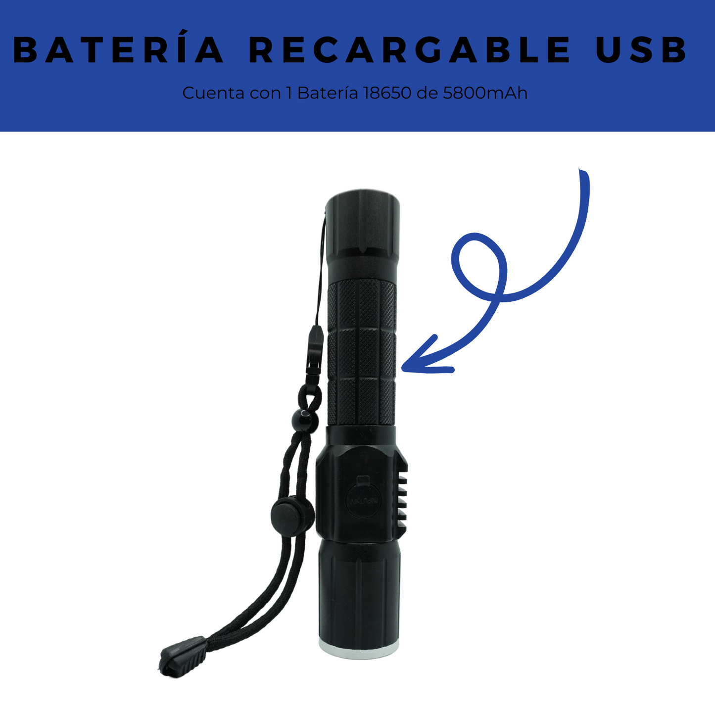 Lampara Tactica Militar Recargable Led T6 + Cob Modo Policia