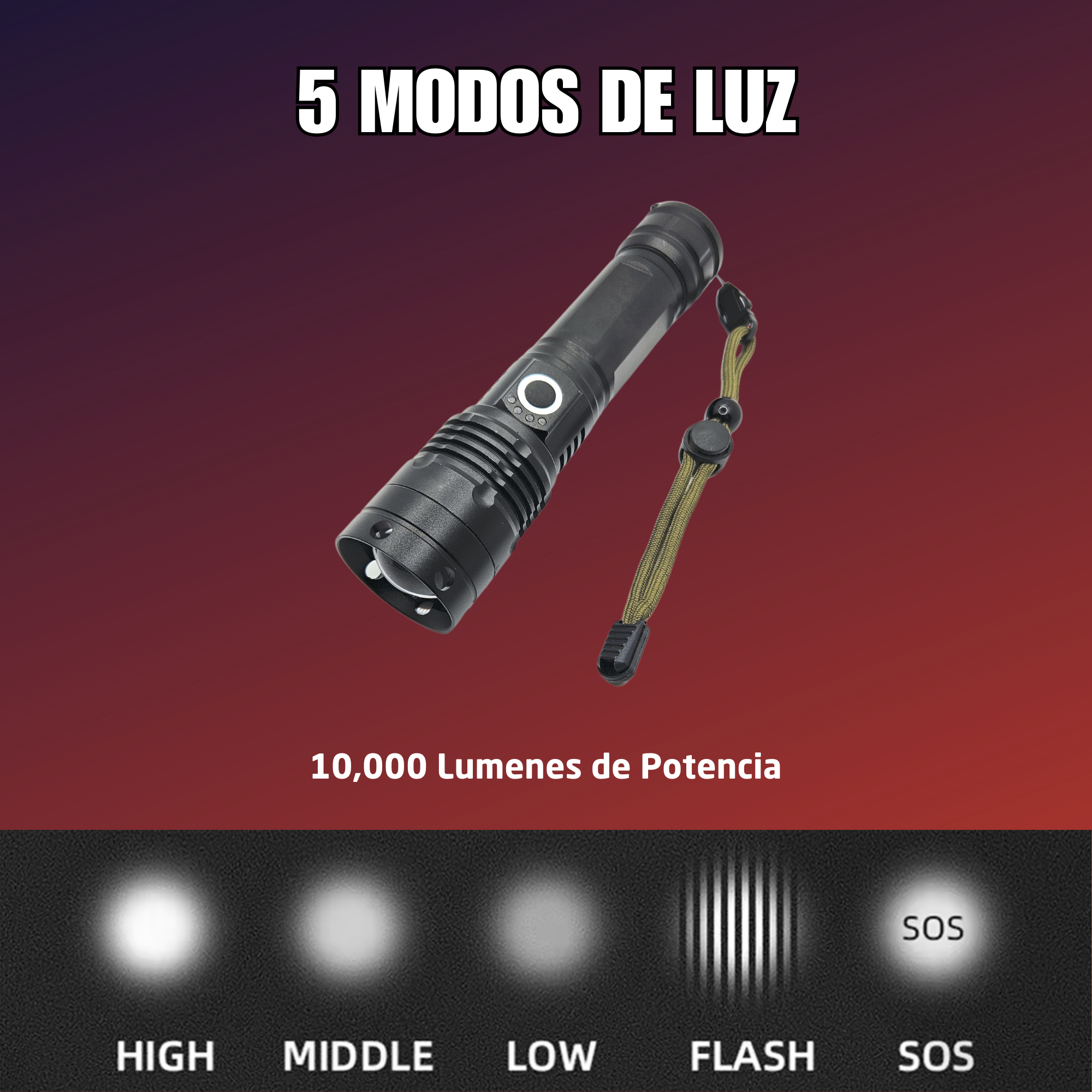 Lampara Tactica Recargable Led Potente Militar AL-102