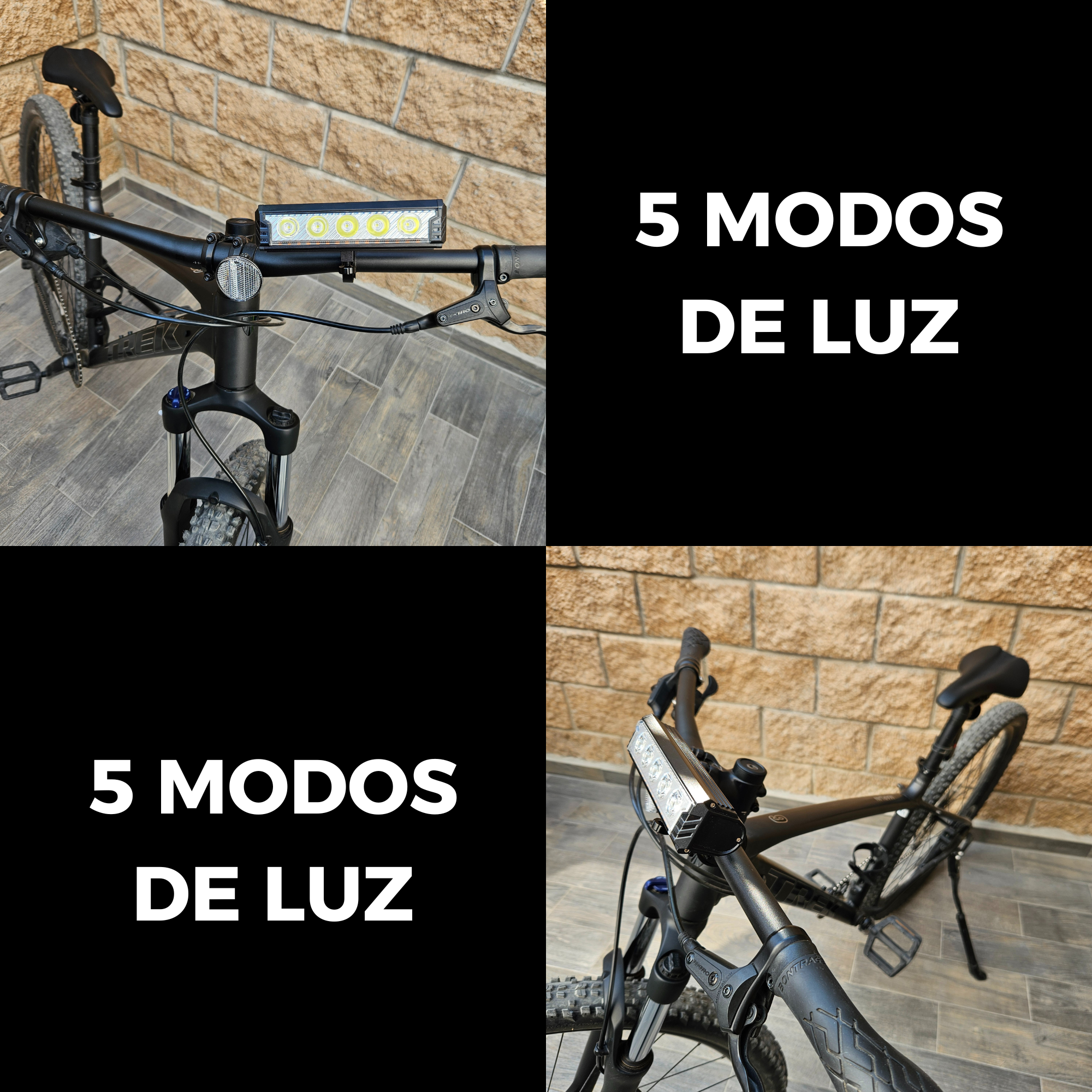 Lampara Para Bicicleta 5 Leds 5 Modos Iluminación Recargable